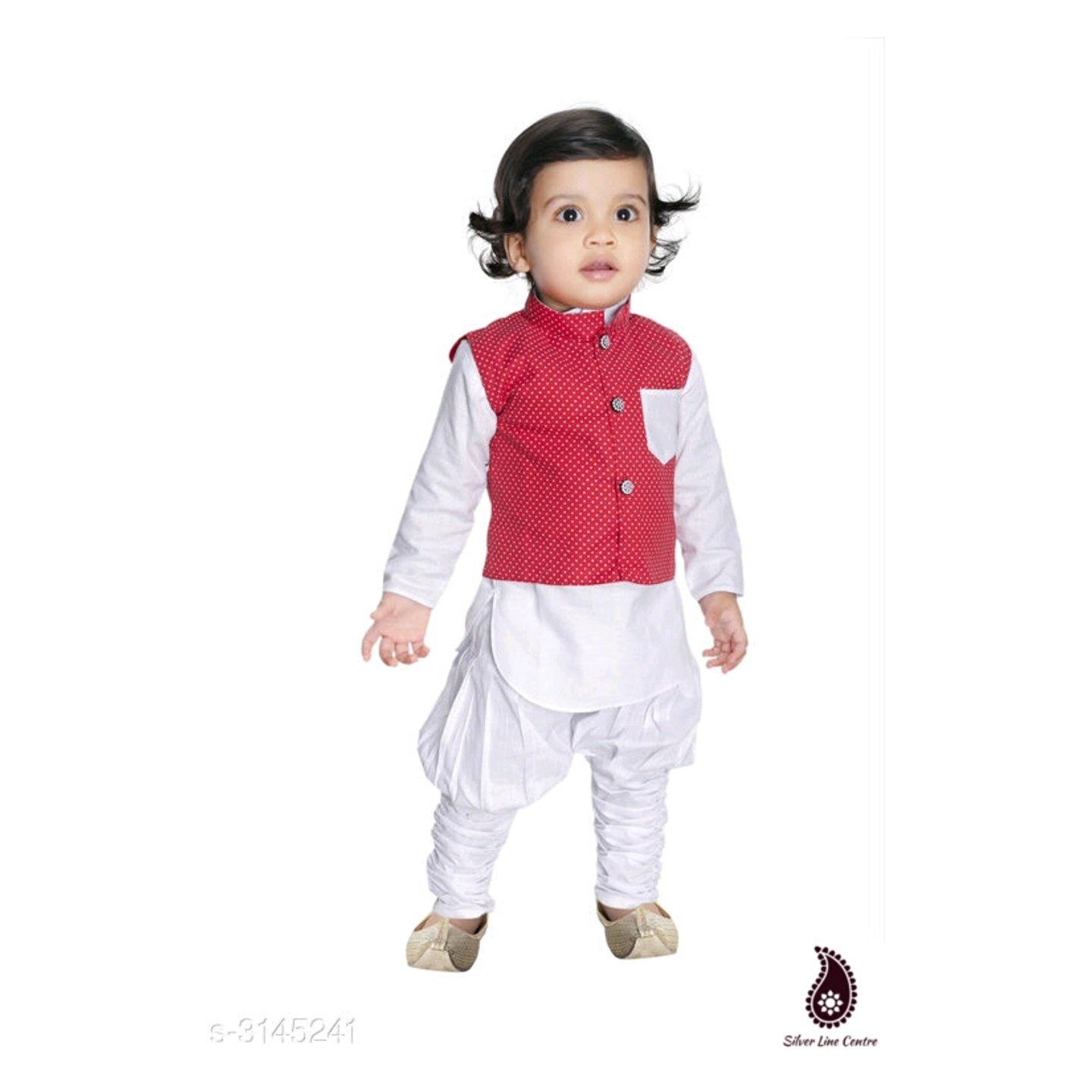 Kid Boy's Ethnic Silk Cotton Blend Pyjama Set