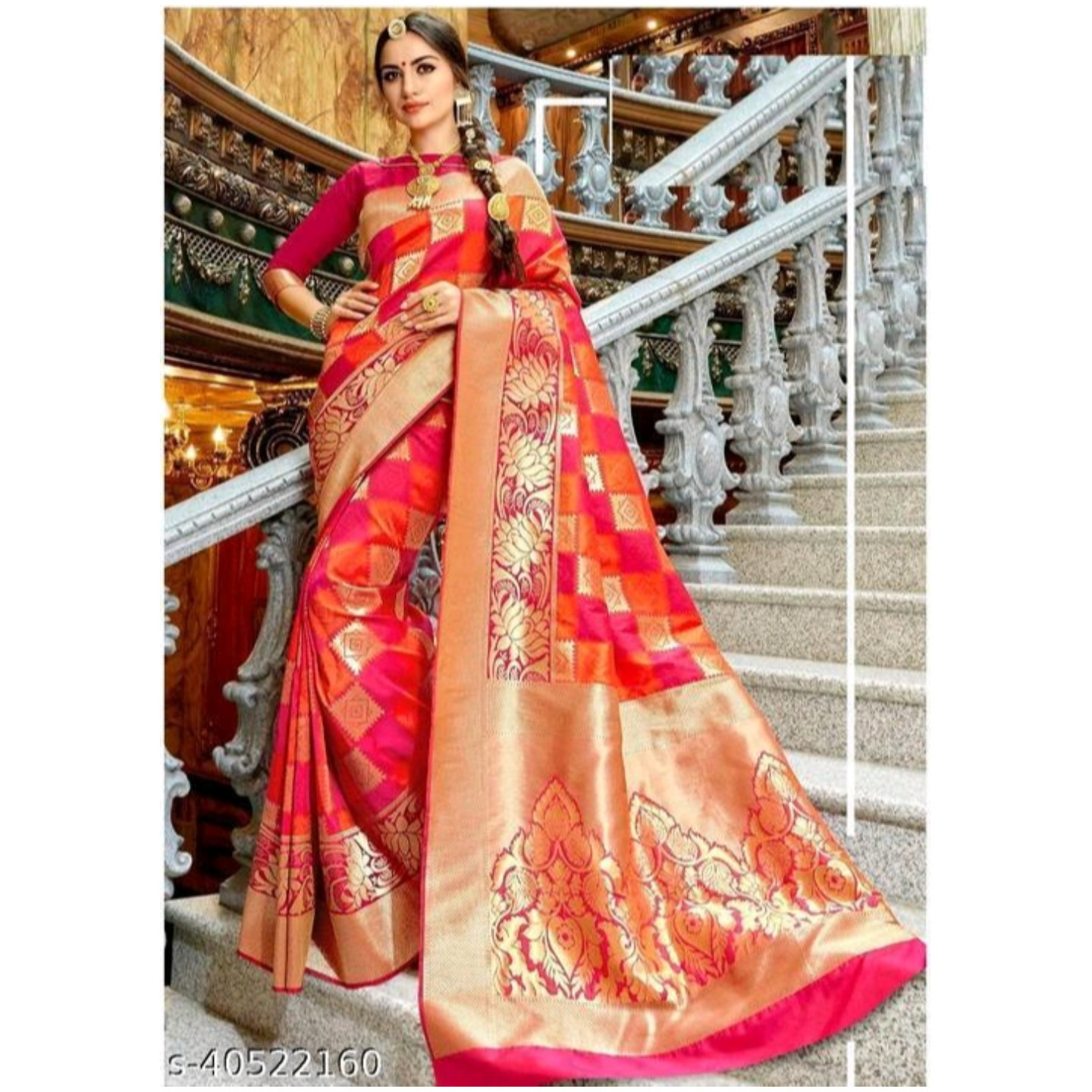 Designer Banarasi Silk Saree Size- Free Size