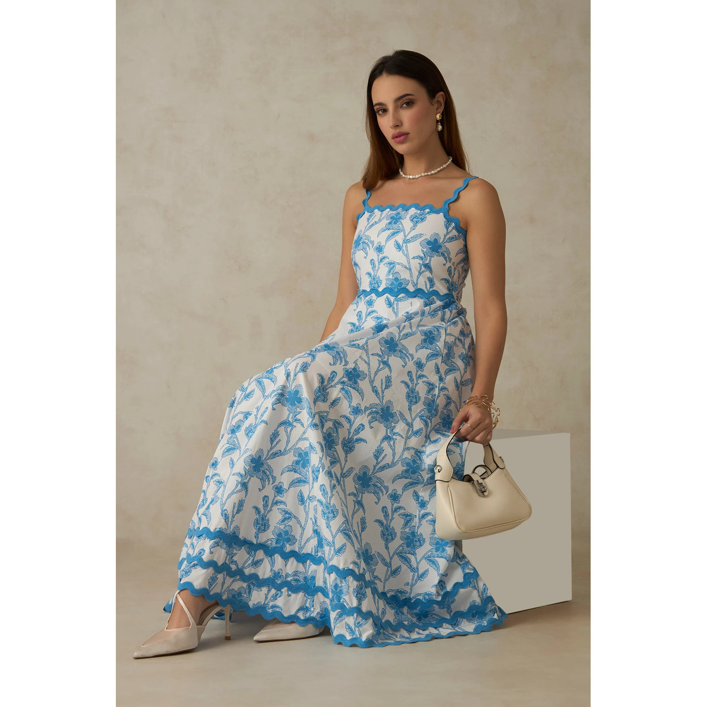 Opal Maxi Dress With Lace Straps 