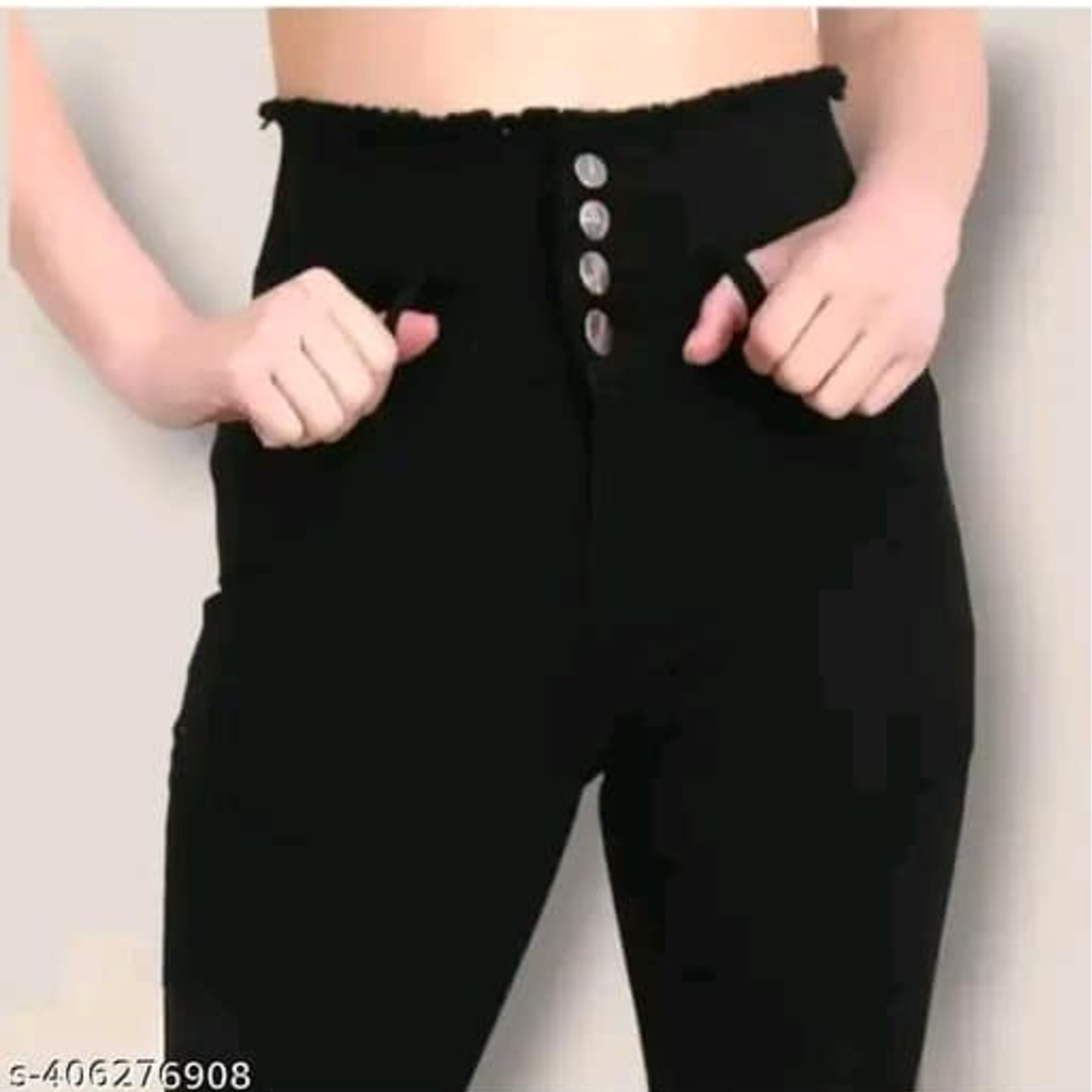 Classy High Waist Women's Black Jeans 