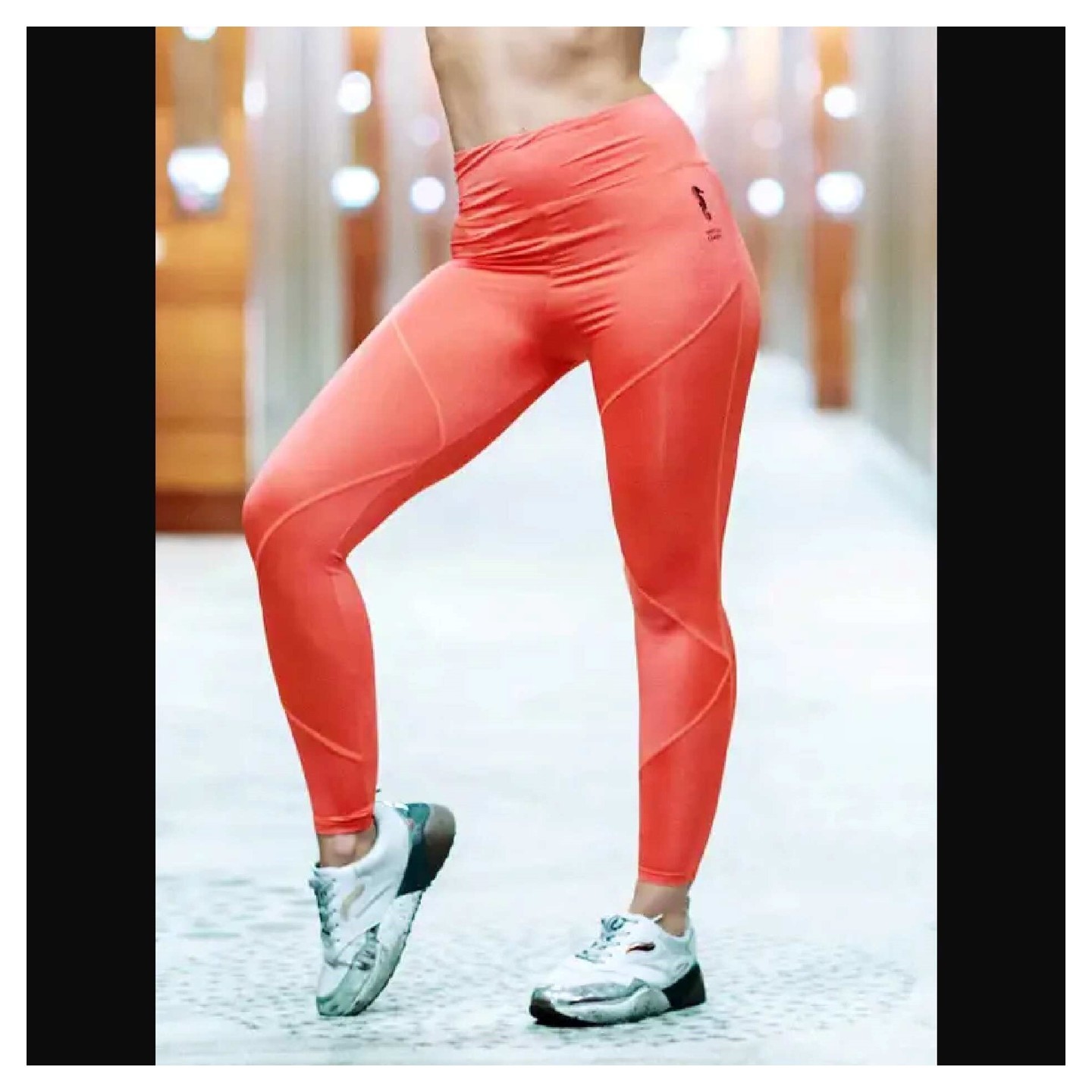 United Classic Orange Zig Zag Seam Workout Leggings