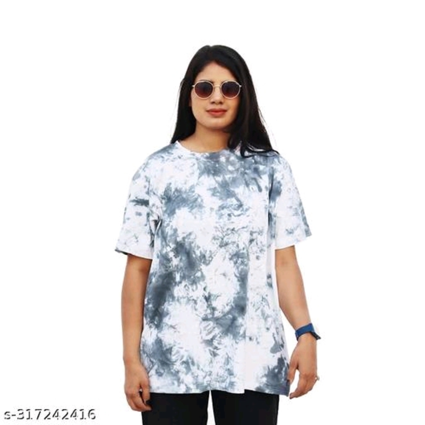 Black and White Tie Dye Women's T-Shirt 