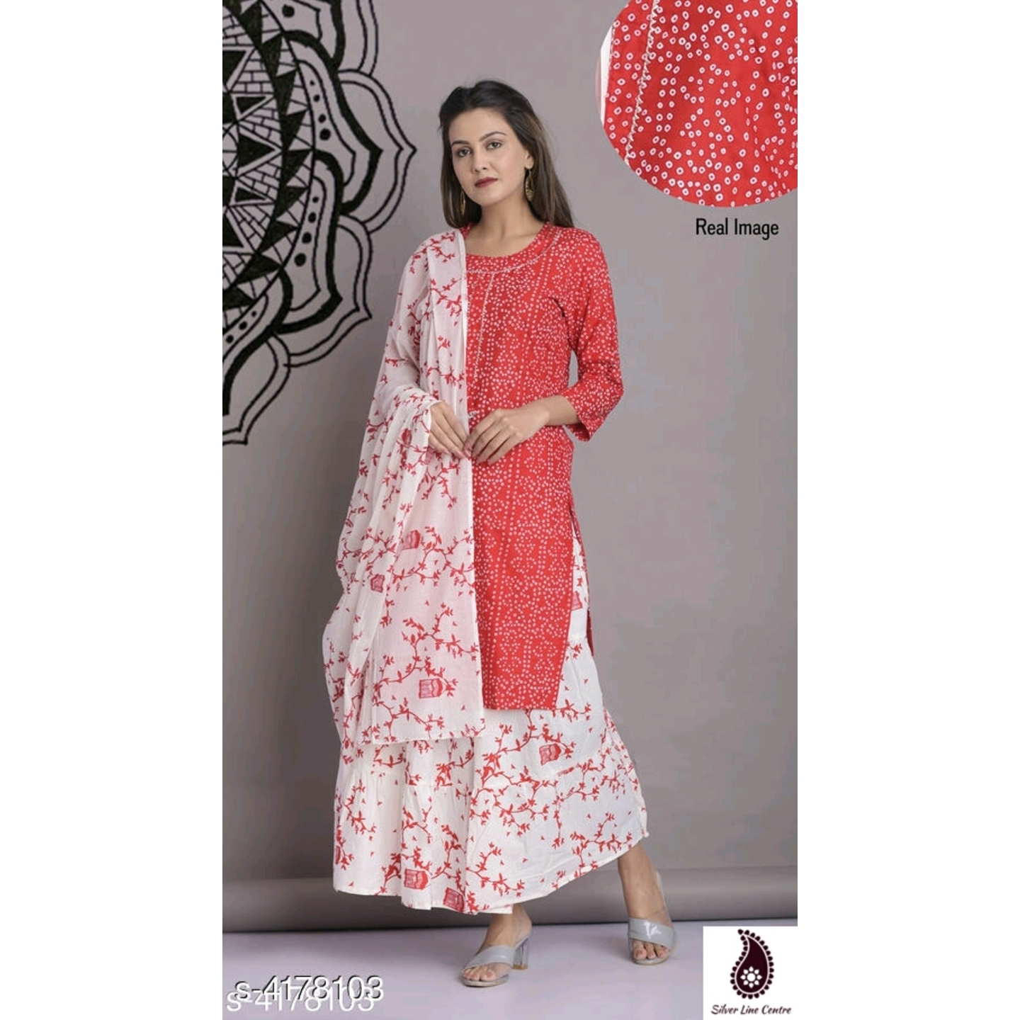 Women's Bandhani Kurta set with Skirt