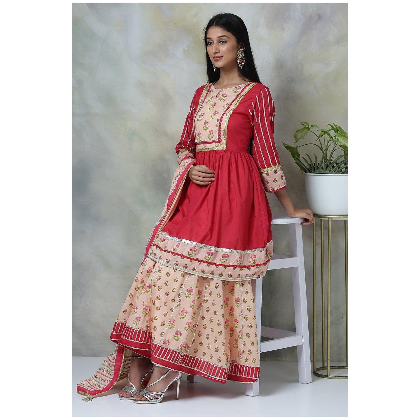 Pink Cotton Garara Suit Set