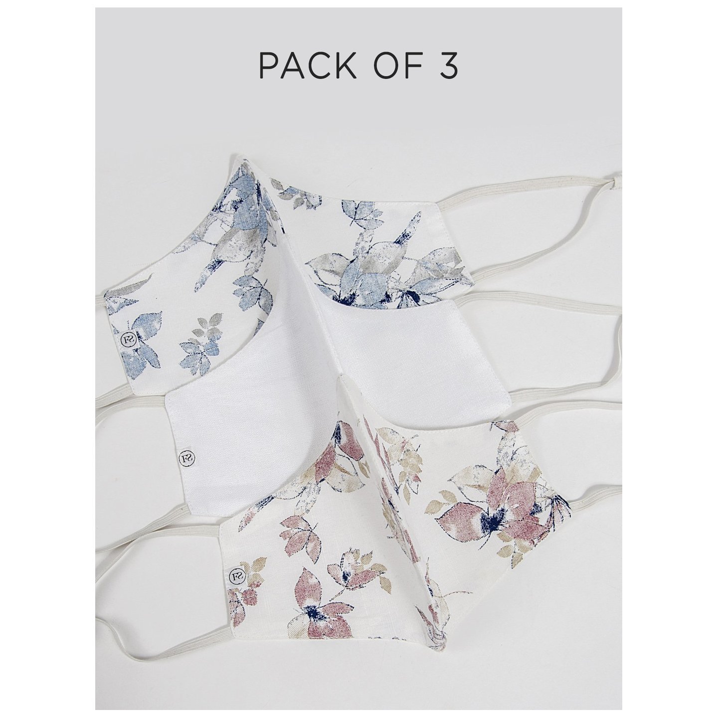 Sterilised Cotton Linen Reusable Face Protects - Multicolour Floral-Pack of 3 pcs