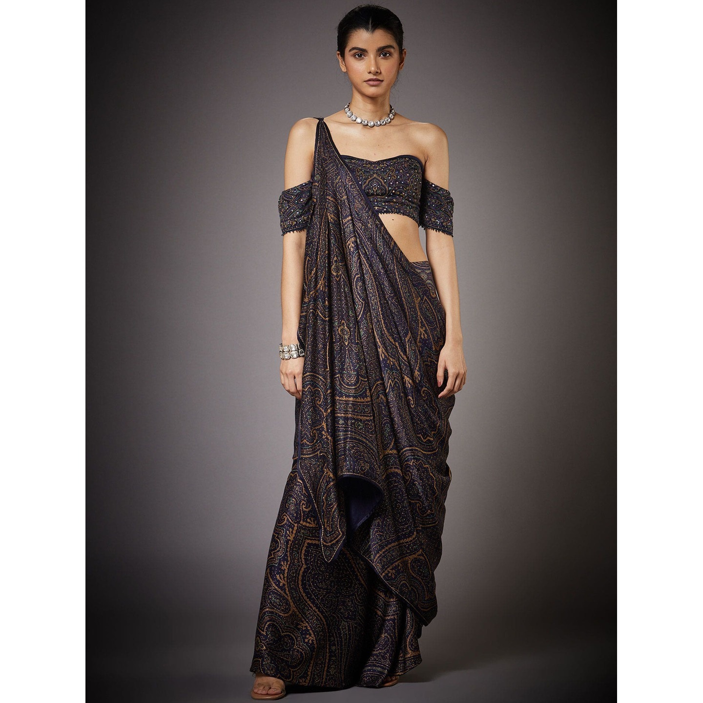 Midnight Blue & Beige Margaret Lehenga Set