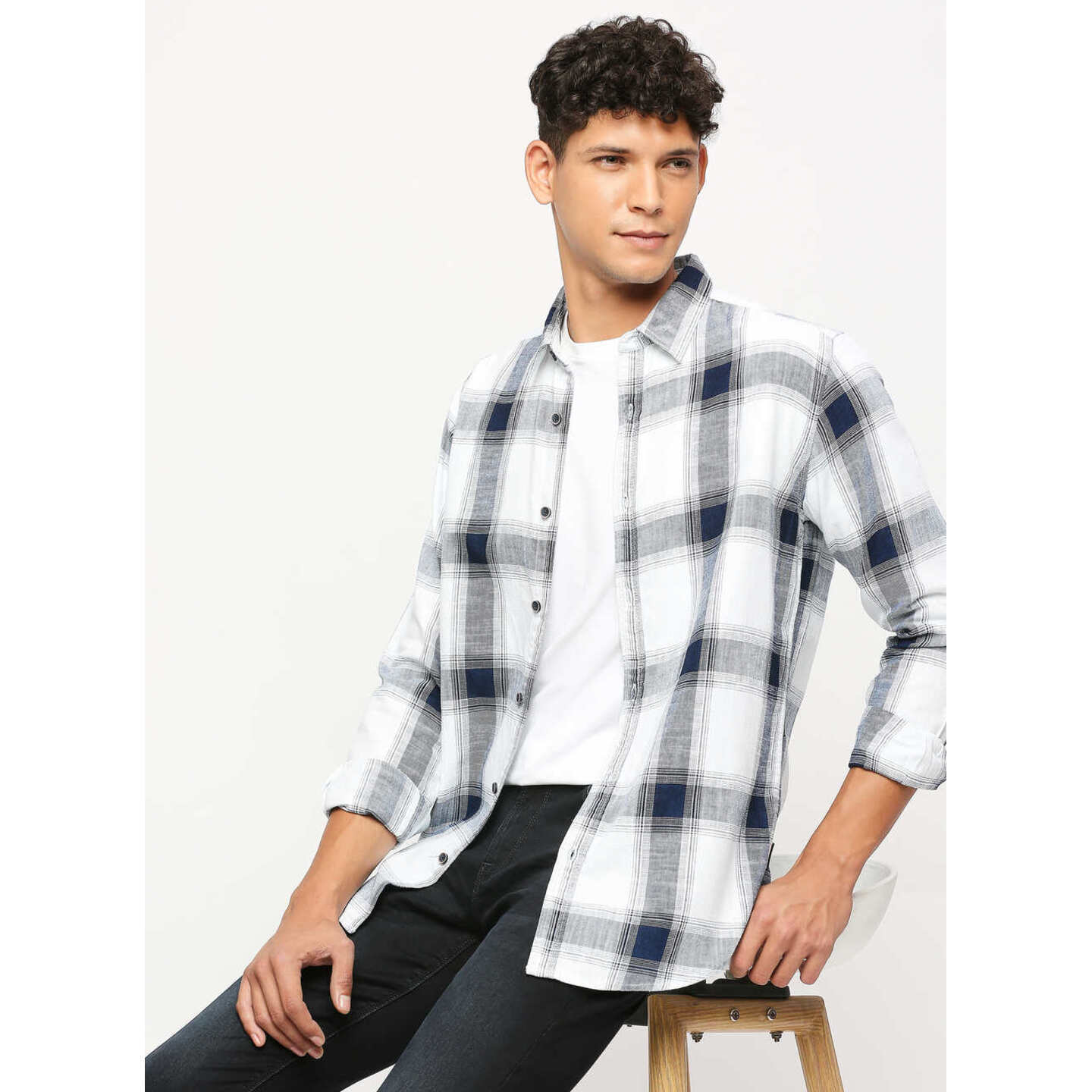 INDIGO CHECKS LONG SLEEVE SHIRT 