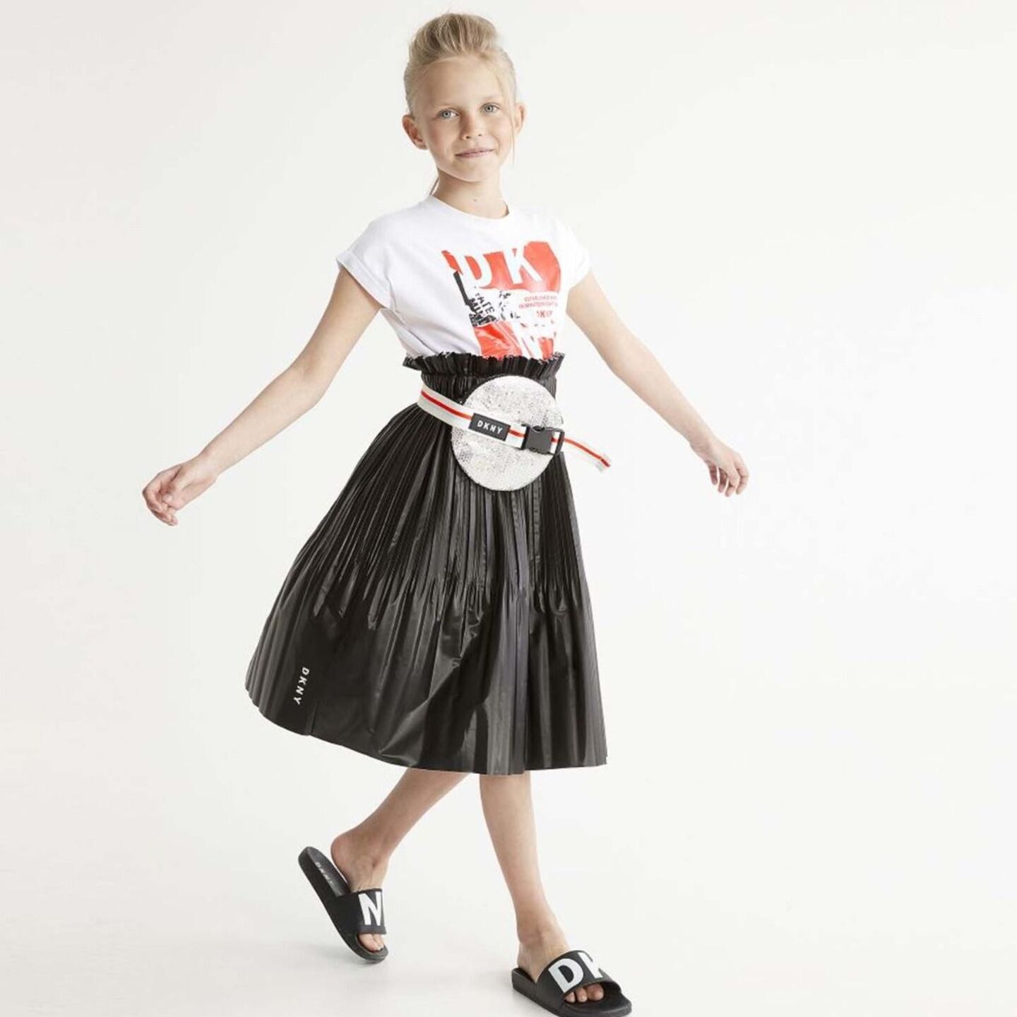 DKNY Girls Black Pleated Skirt