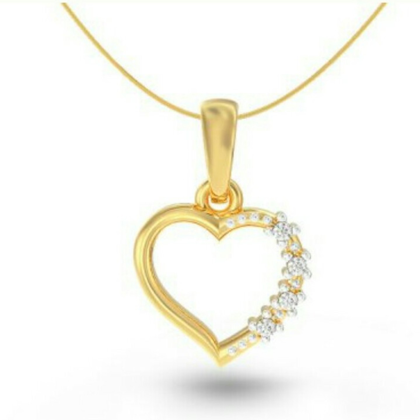 Heart Diamond Pendant Yellow Gold