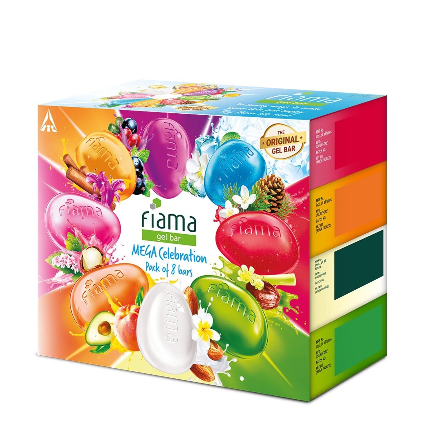 Fiama Gel Bathing Bar Mega Celebration Pack, With 8 Unique Gel Bars & Skin Conditioners For Moisturized Skin, 125g Soap Pack Of -8