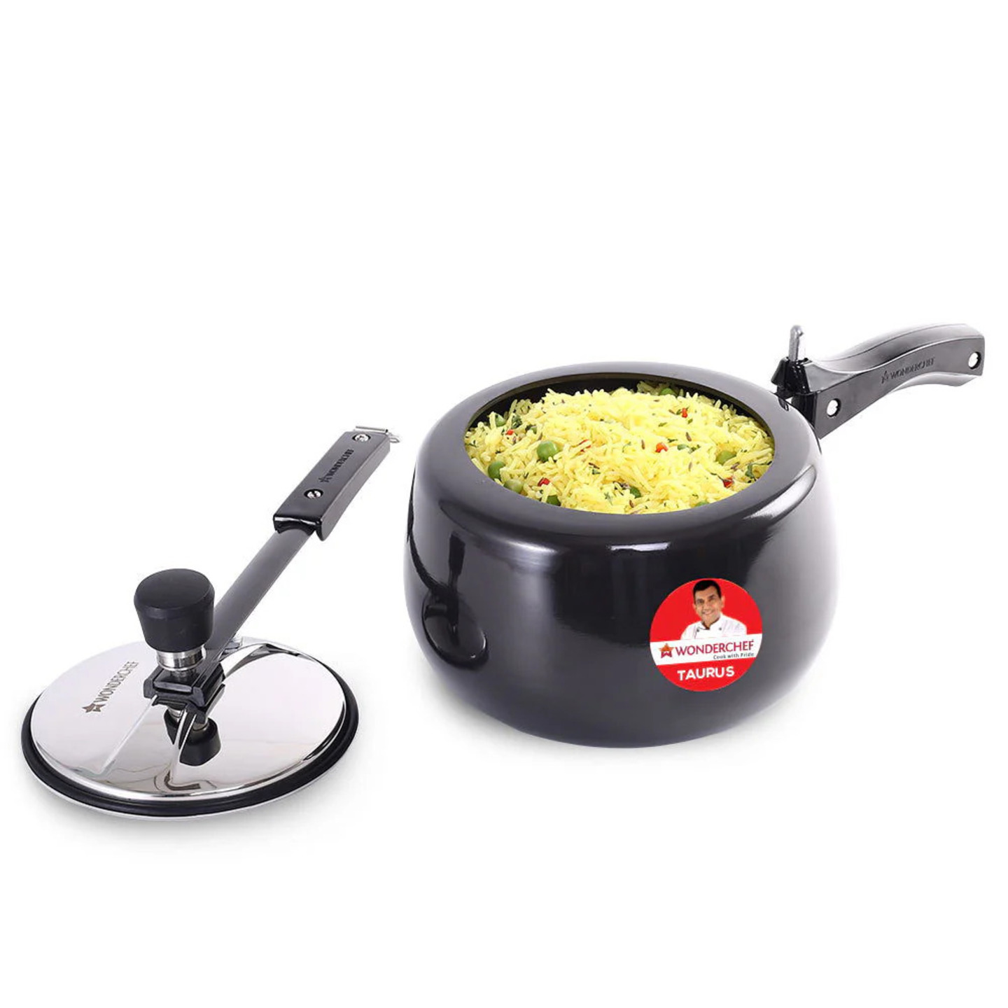 Taurus Hard Anodized 3L Inner Lid Pressure cooker, SS Lid, Soft Touch Handles for Durability, Induction Friendly, Black, 5 year warranty, ISI Certified 