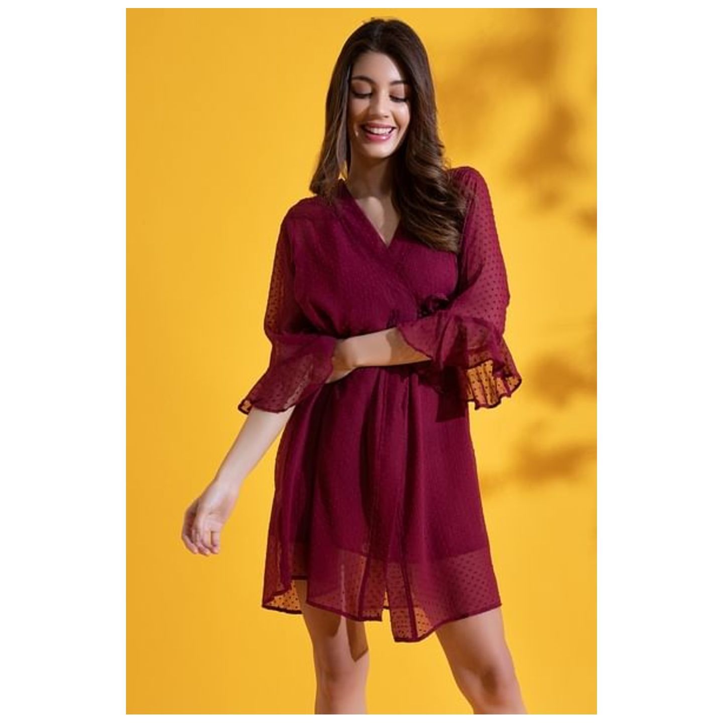 Sheer Robe in Maroon - Georgette