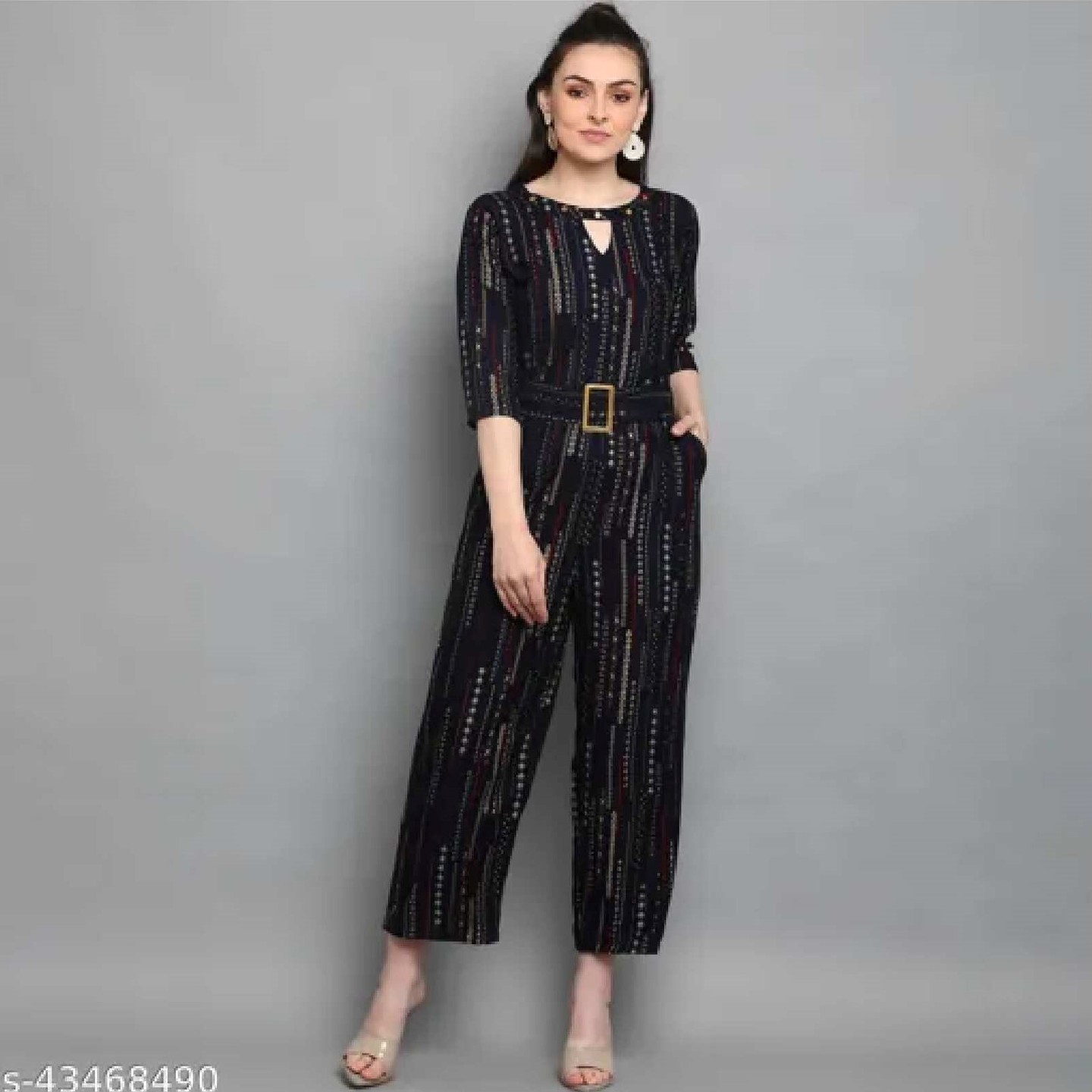 J TURRITOPSIS Women's Rayon Foil Printed Jumpsuit