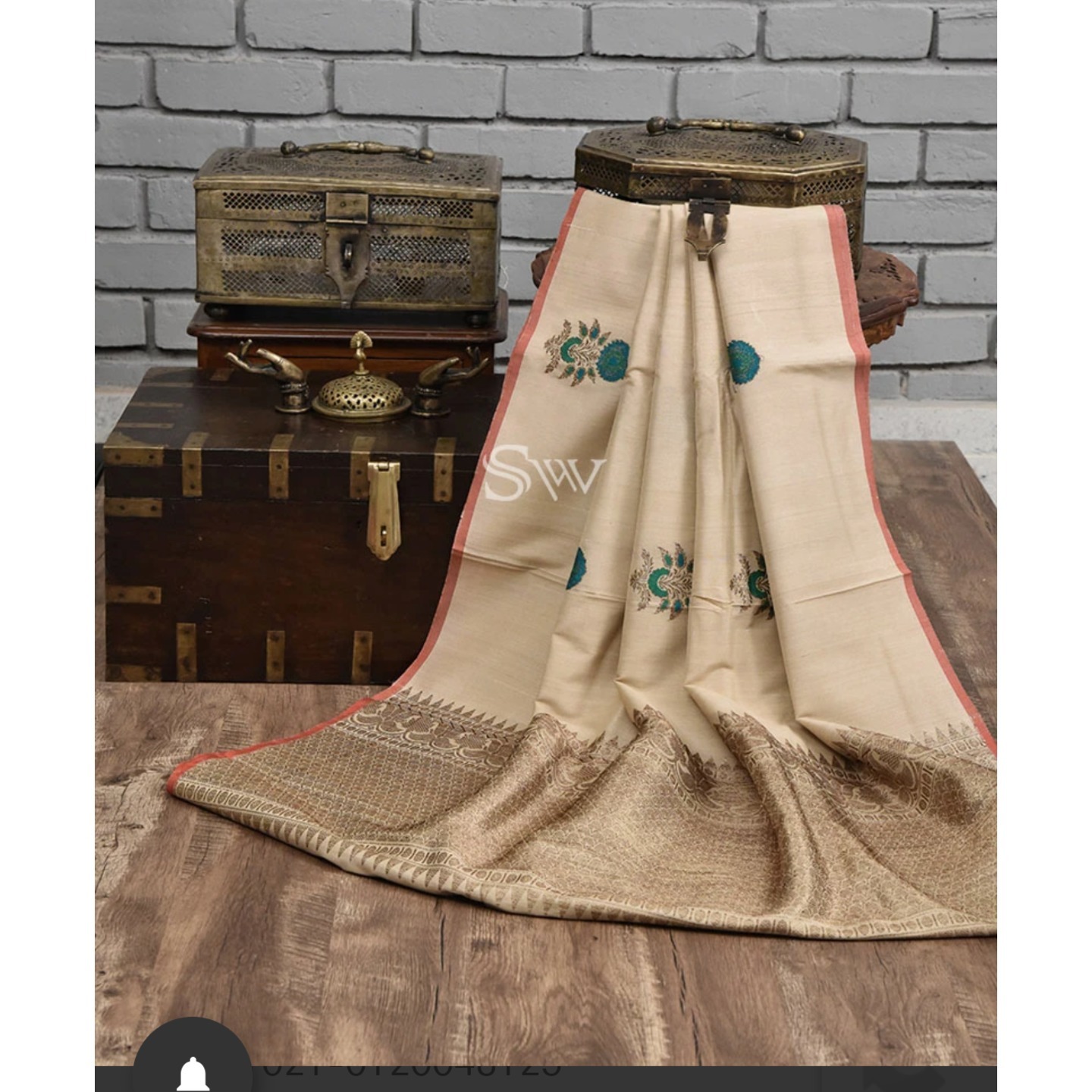 Classic Beige Meenakari Pure Tussar Silk Handloom Banarasi Saree