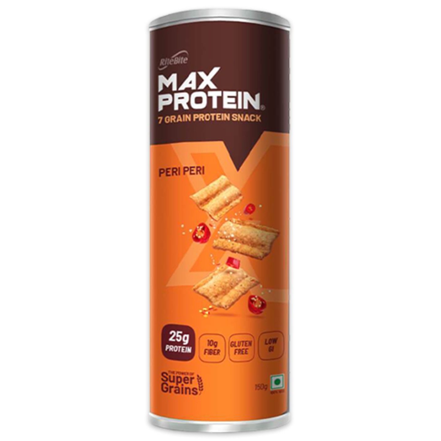 Max Protein Peri Peri Chips 100 Vegetarian 4g fiber Gluten-free Low GI, 1 x 150 gm,