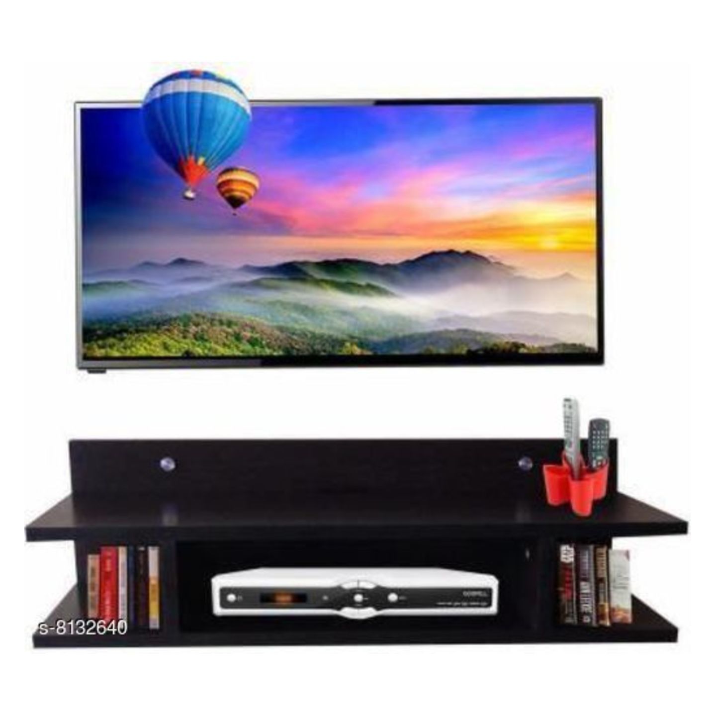 Trendy TV Setup Box & Remote Stand Wooden Wall Shelf