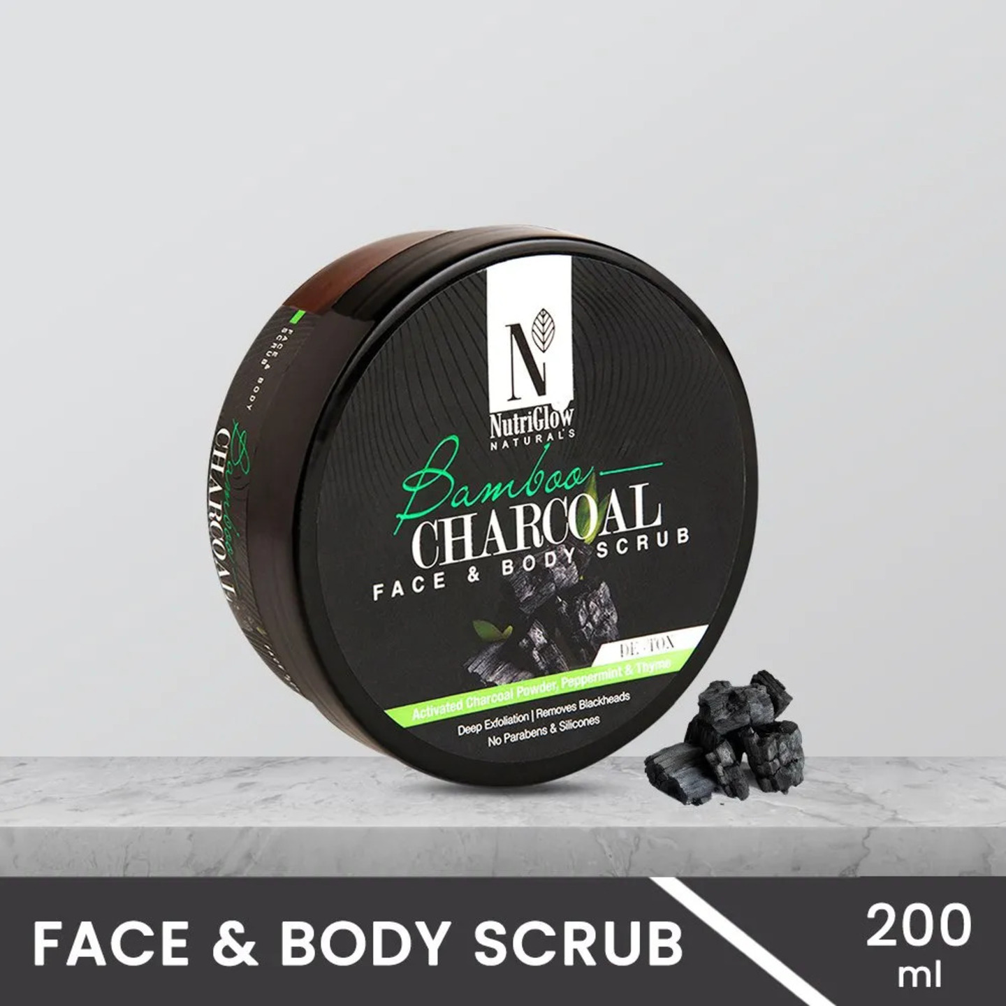 Bamboo Charcoal Face & Body Scrub  Size- 200 ml