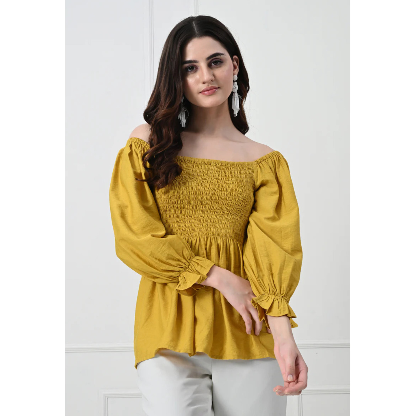   Pandorna   MUSTARD PEPLUM TOP- 