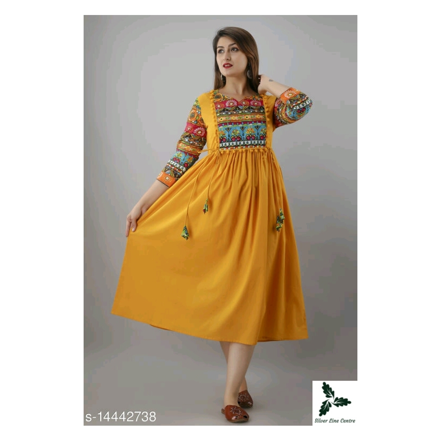 Women Cotton Cambric A-Line Solid Kurti