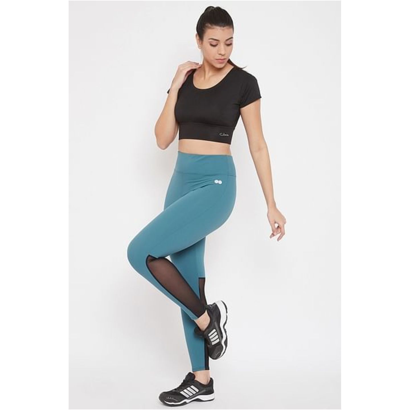 Snug Fit Active Ankle-Length Tights in Blue