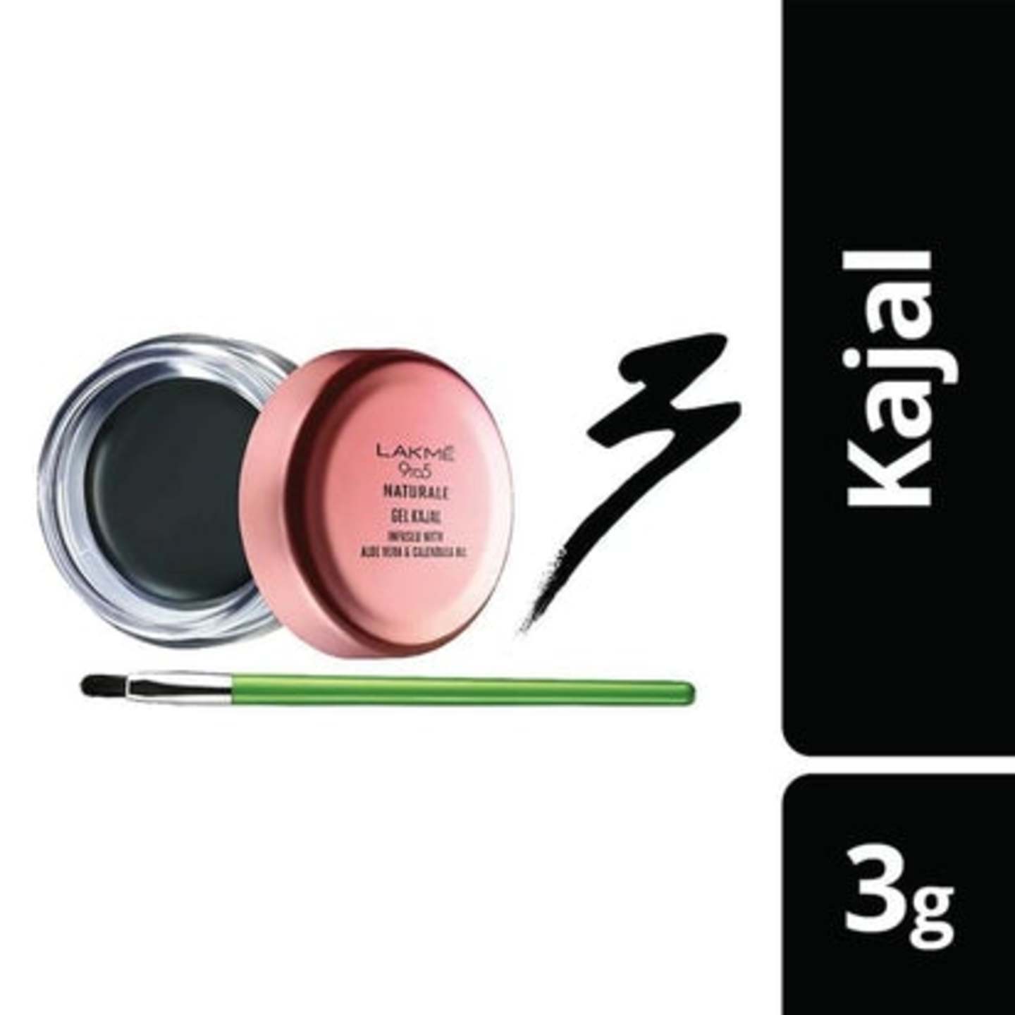 Lakme 9 To 5 Naturale Gel Kajal, Black, 3g