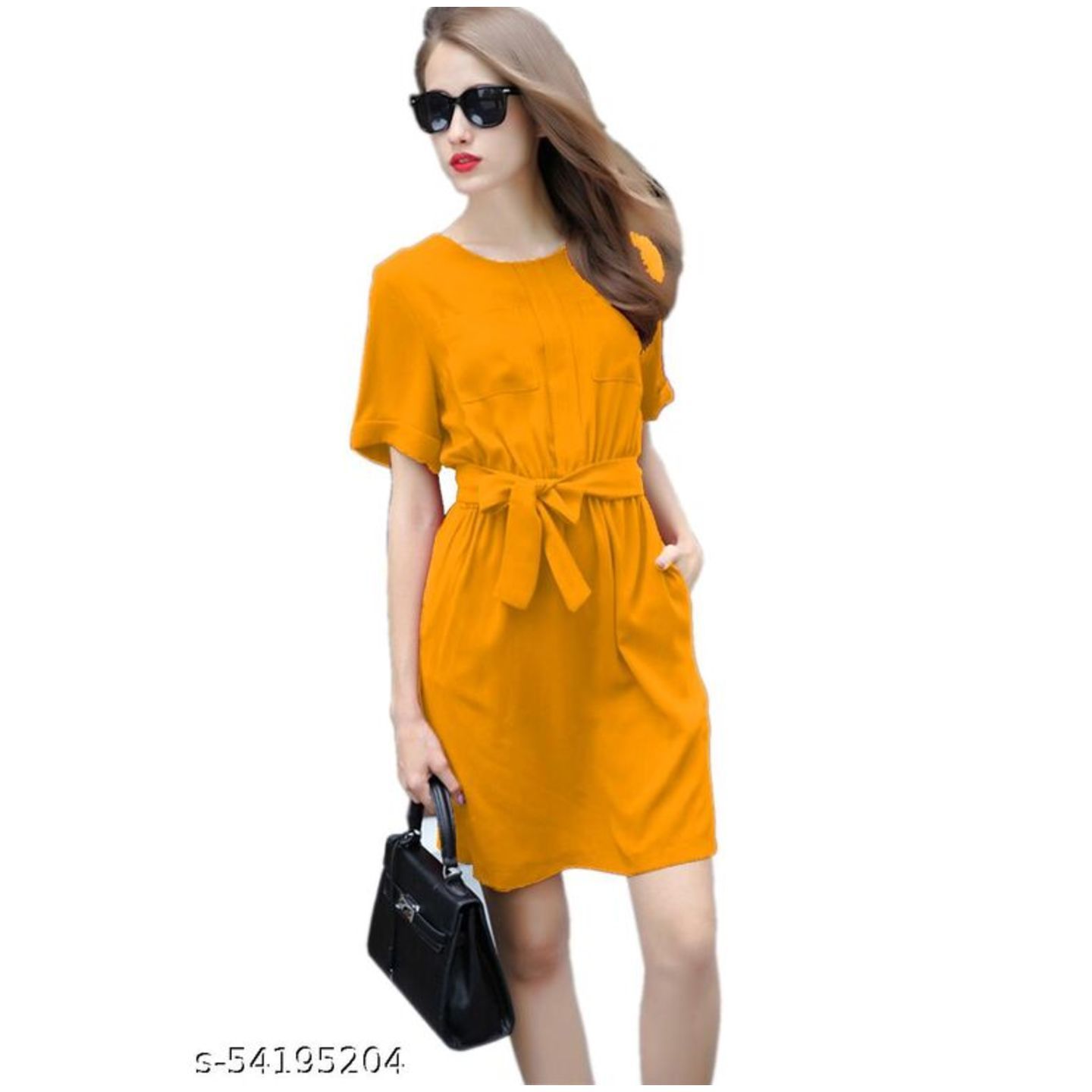 Krishna Fashion Women's Fit nad Flare Fancy Western Cotton Midi Dress