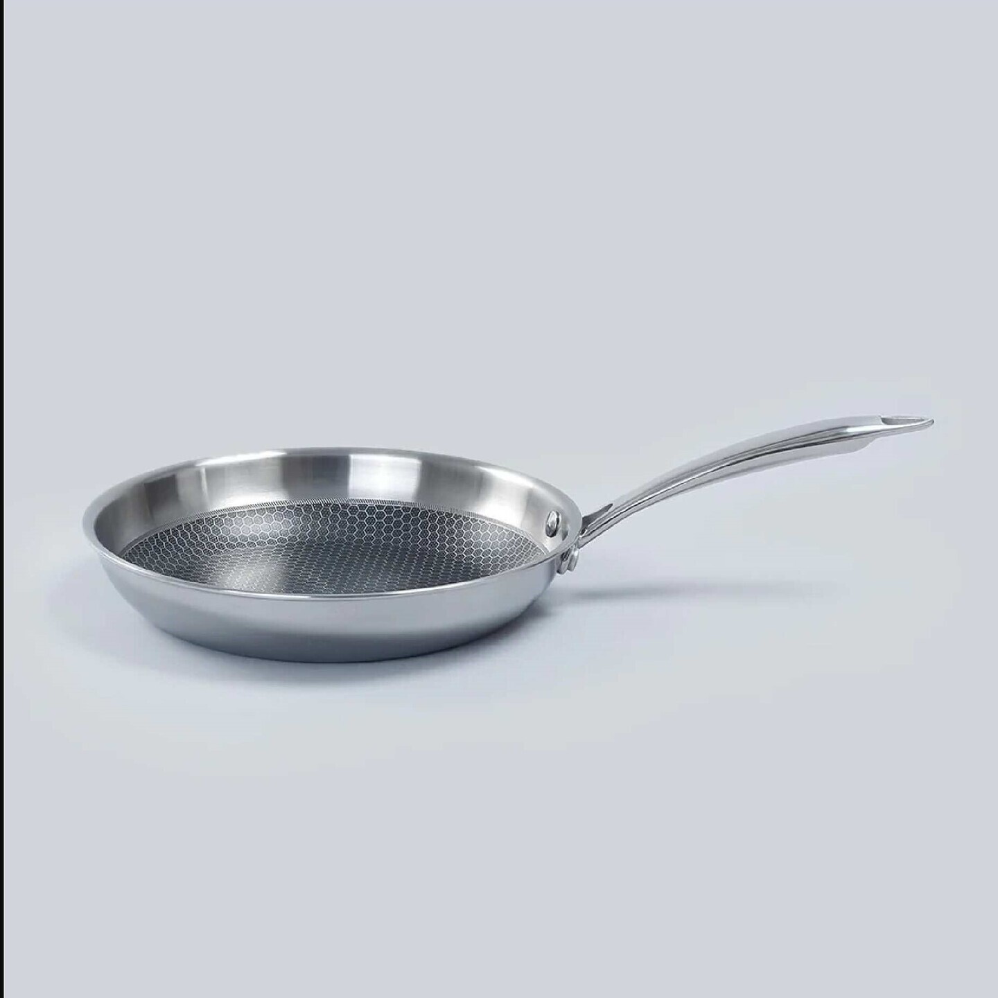 Stanton Nonstick Coated Tri-Ply Stainless Steel | 24 cm Frying Pan | 1.2 L | 2.5 mm Thickness | Silver  Size- Diameter: 24cm