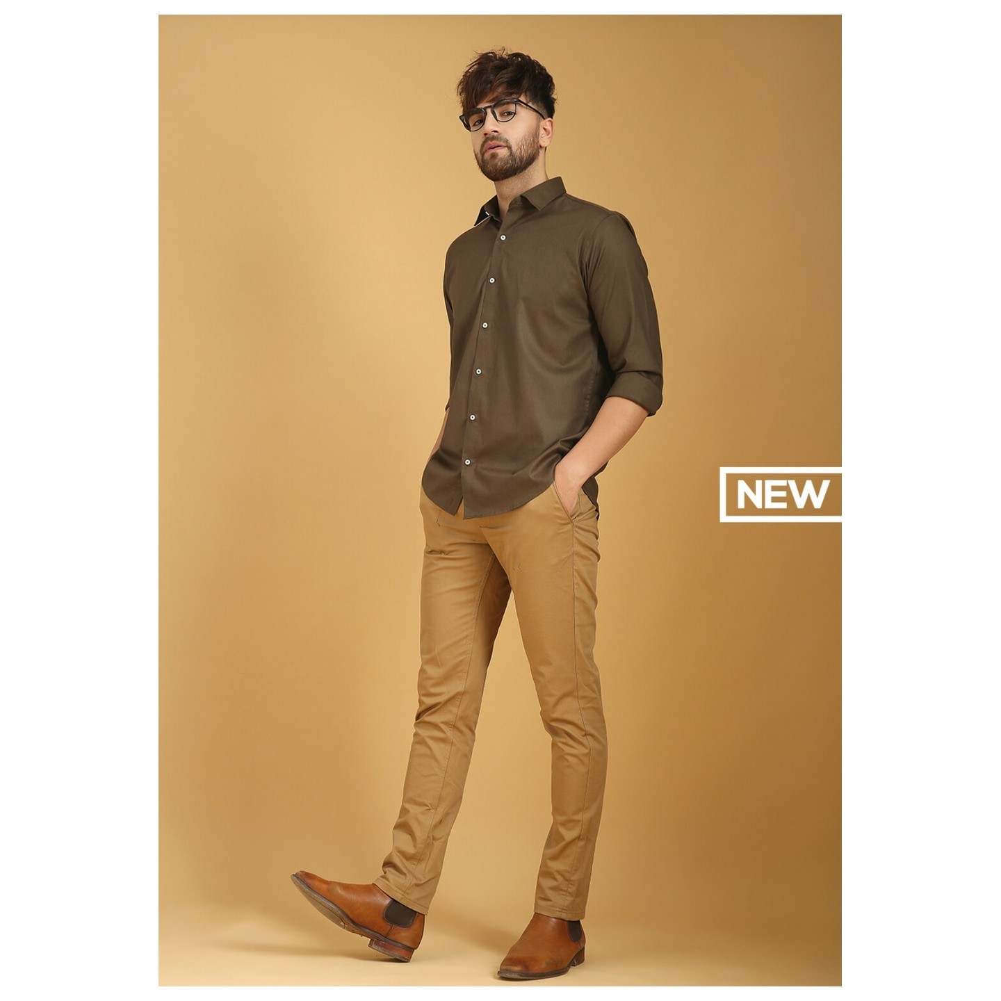 Men's Olive Green Regular Fit Casual Shirt