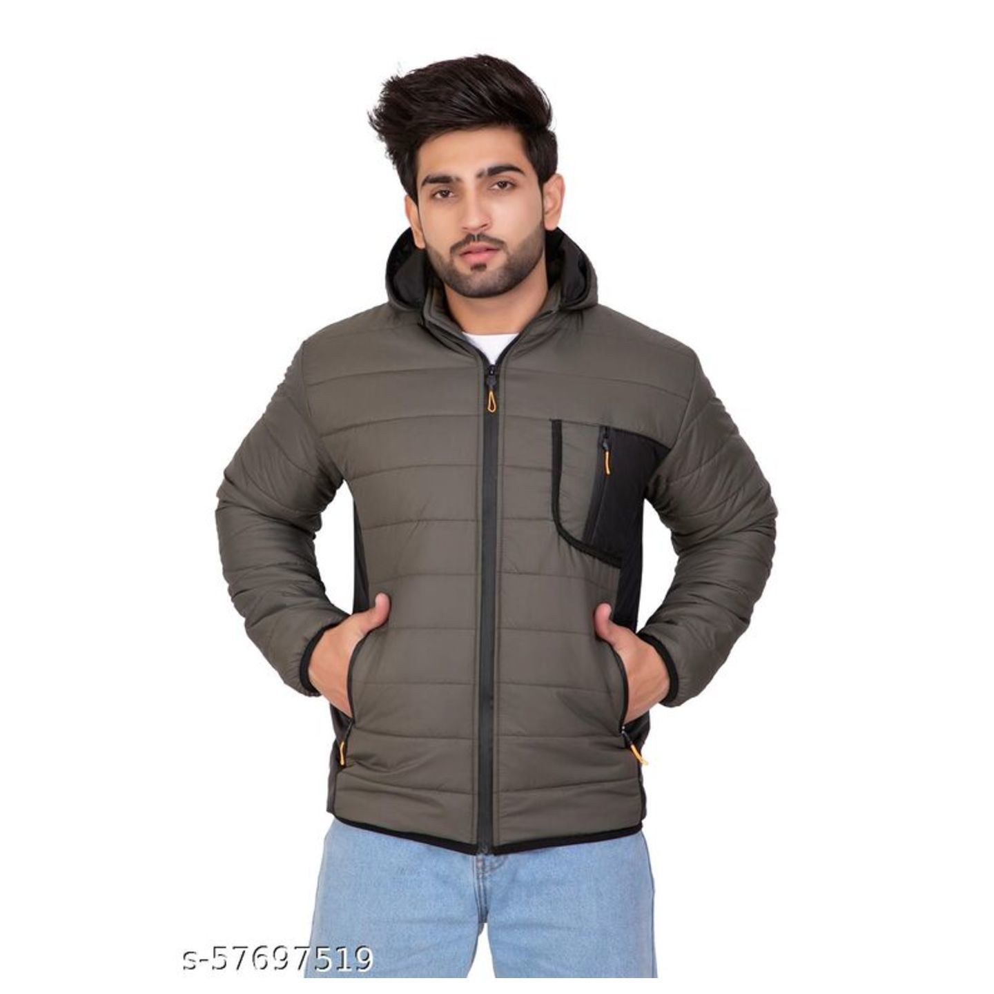 Full Sleeve Solid Men Quilted Jacket