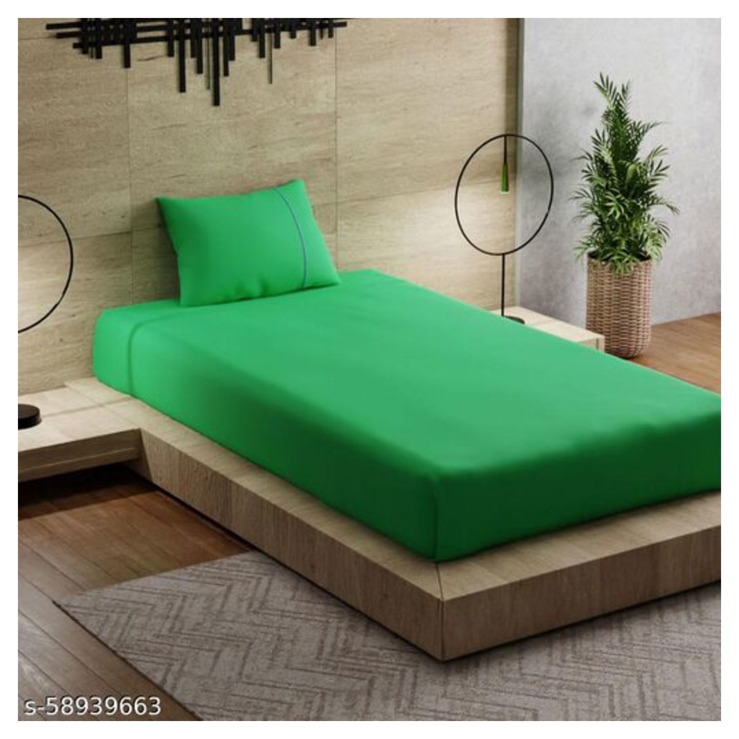 Stoa Paris 144 TC Cotton Single Solid Bedsheet (Pack of 1, Green)