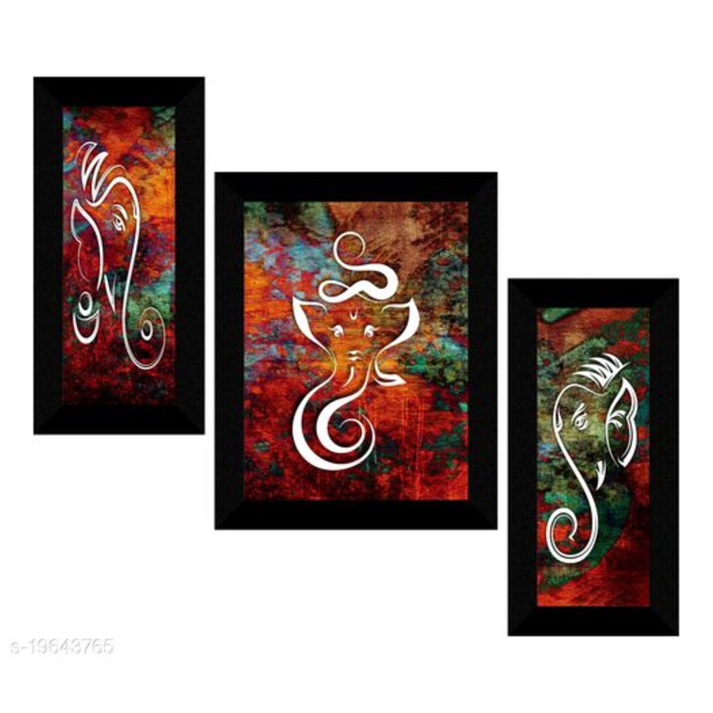 SAF Set of 3 Ganesha modern art UV Textured