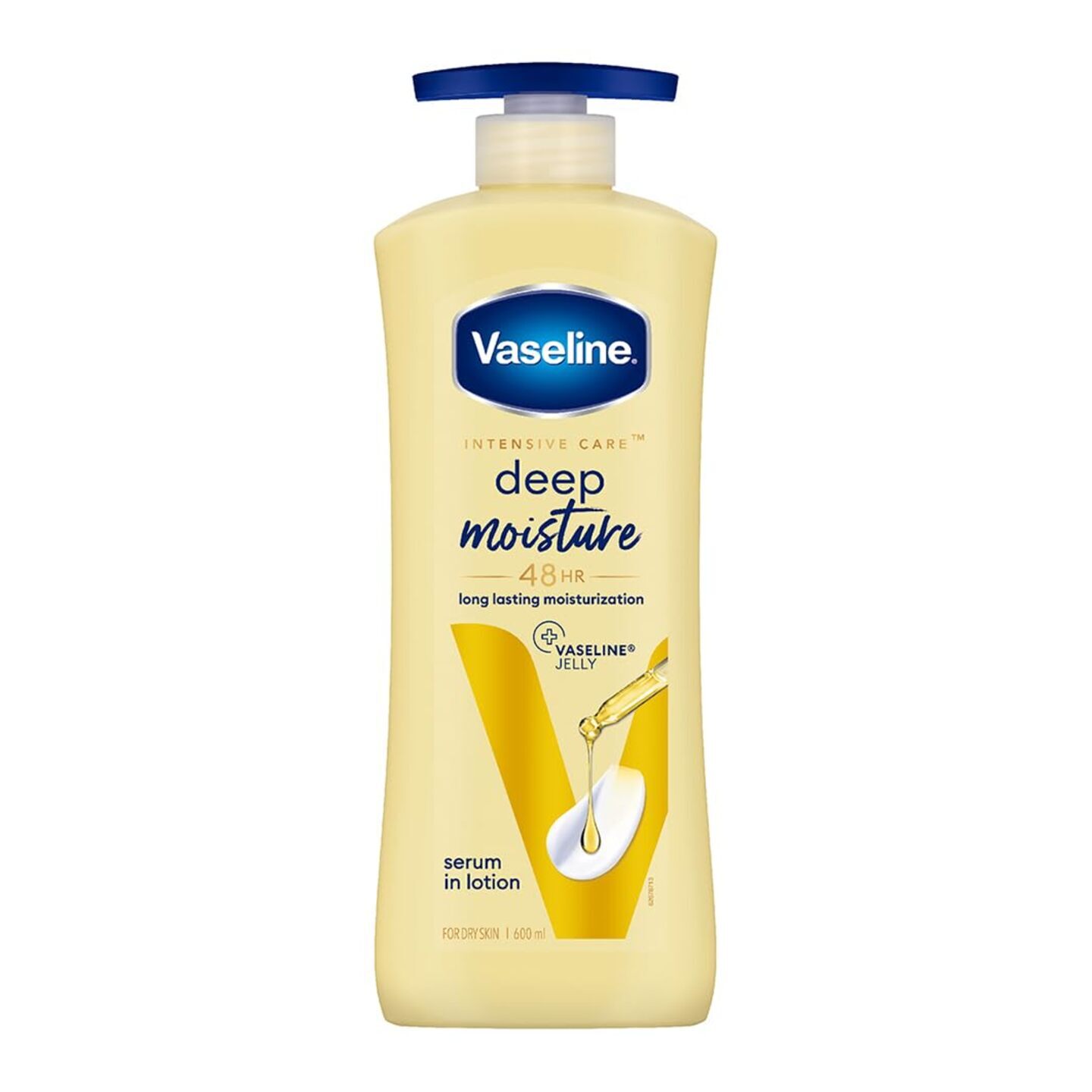 Vaseline Intensive Care, Deep Moisture Nourishing Body Lotion, 600ml, for Radiant, Glowing Skin, with Glycerin, Non-Sticky, Fast Absorbing, Daily Moisturizer for Dry, Rough Skin, For Men & Women 