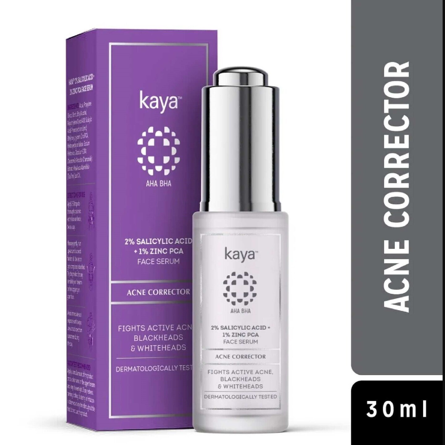 Kaya 2% Salicylic Acid + 1% Zinc PCA Face Serum, Acne Corrector - Mild Exfoliation 30 ml