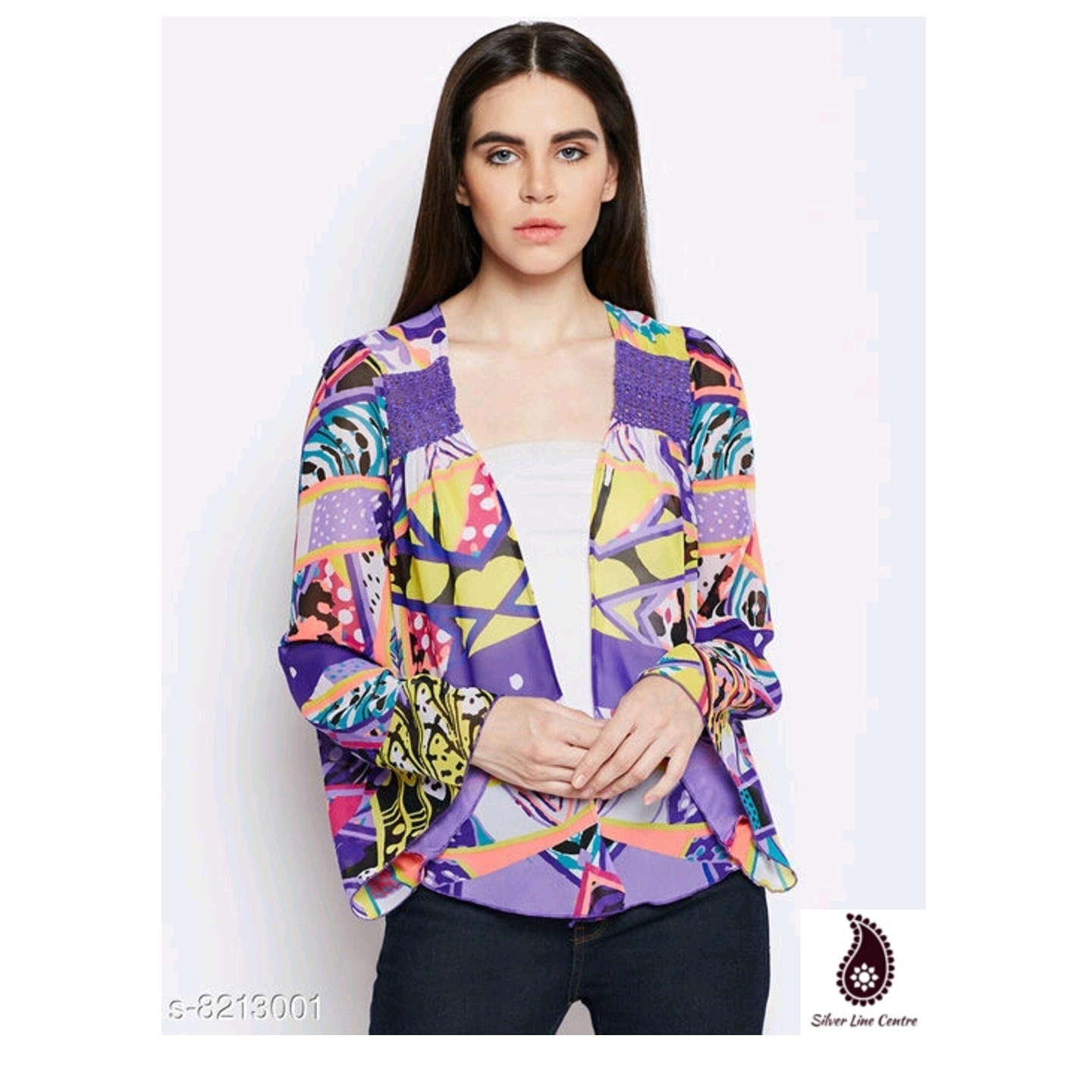 Colorful Bloom Lace Detail Shrug