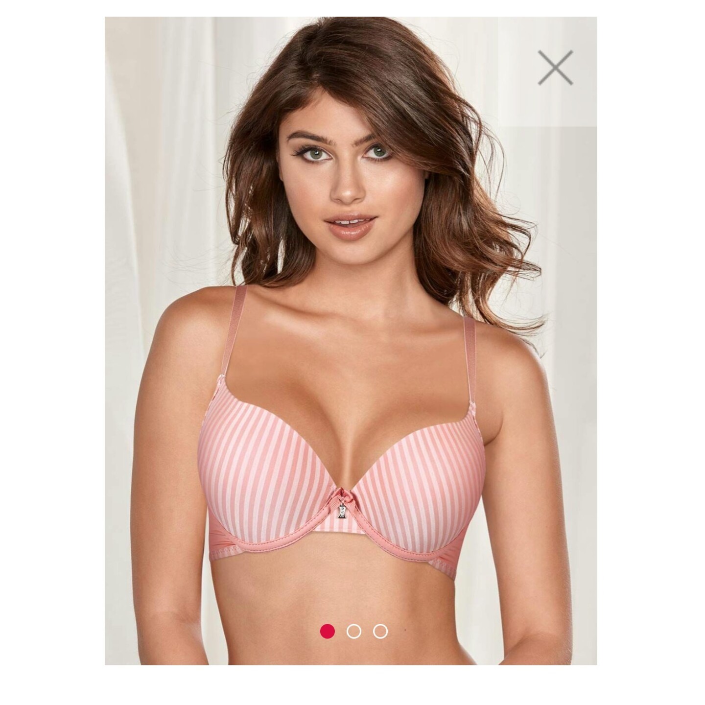 Susie Pink Stripe Push Up Plunge Bra
