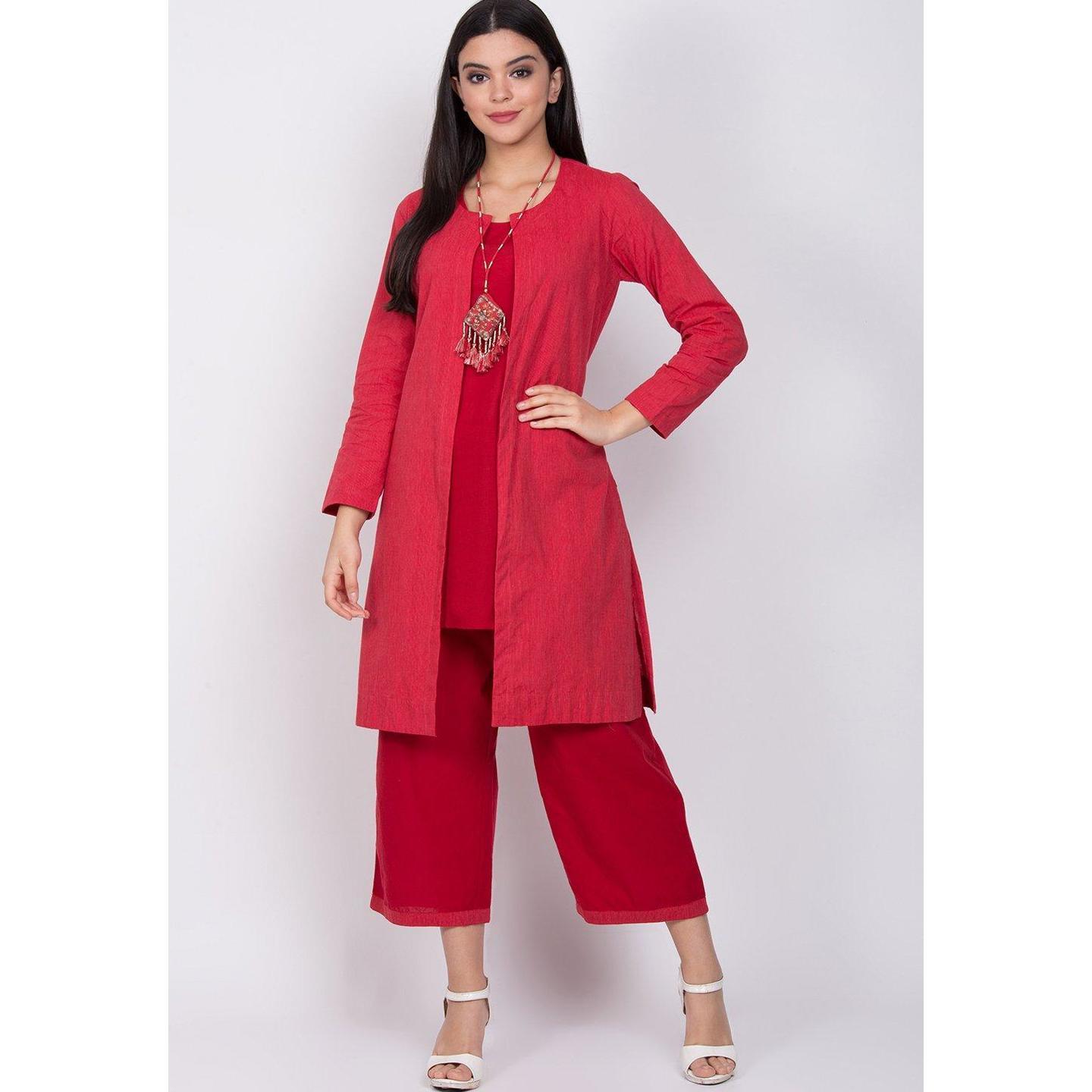 Red Straight Cotton 3 Piece Set