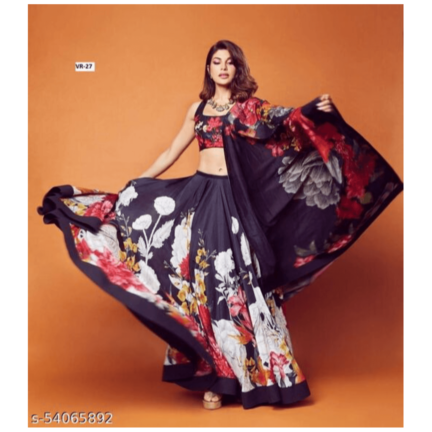 Multicolor Satin Zari Silk Fabric Digital Print Lahenga Choli With Fancy Dupatta- Semi Stitched