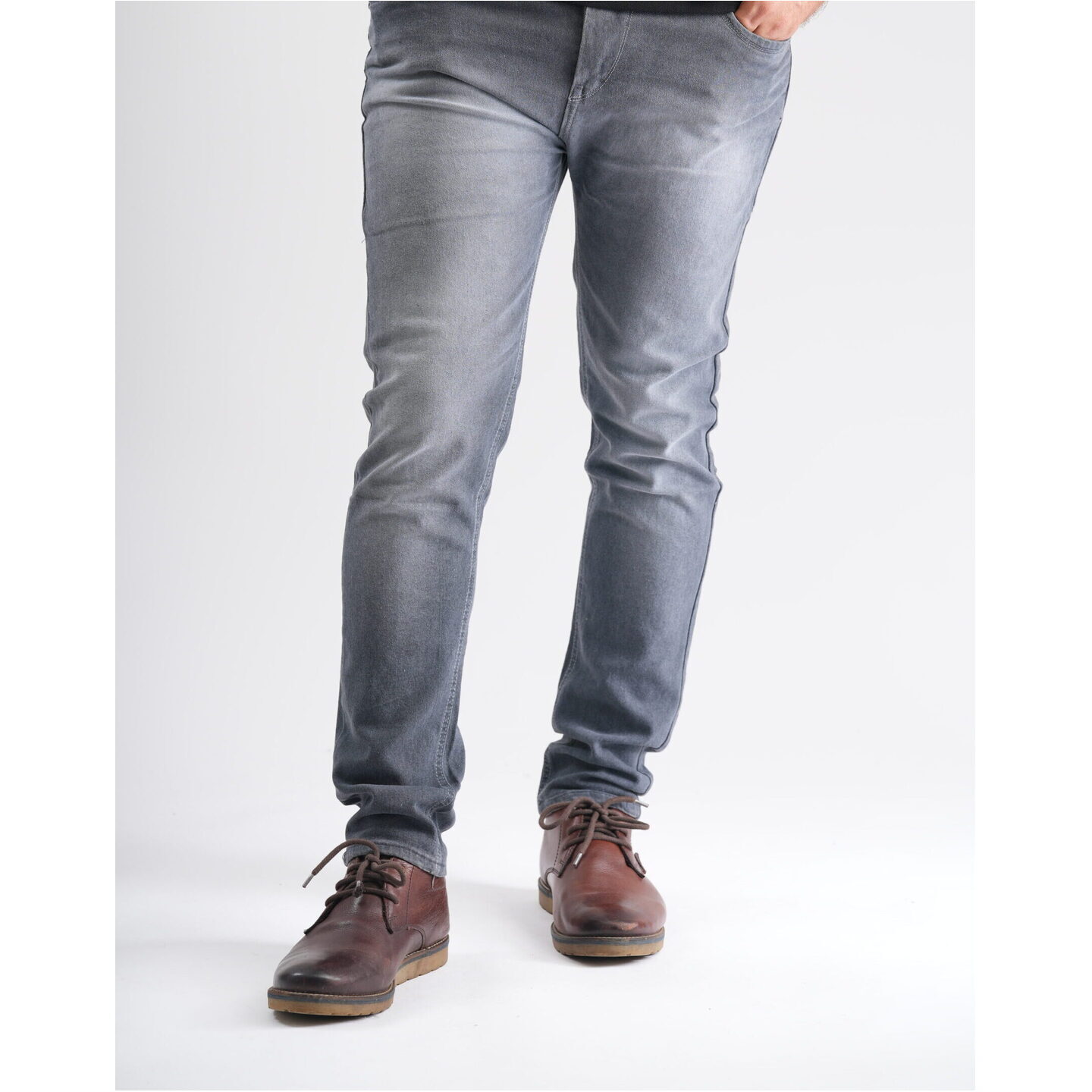 GRAY DISTRESSED SLIM-FIT JEANS