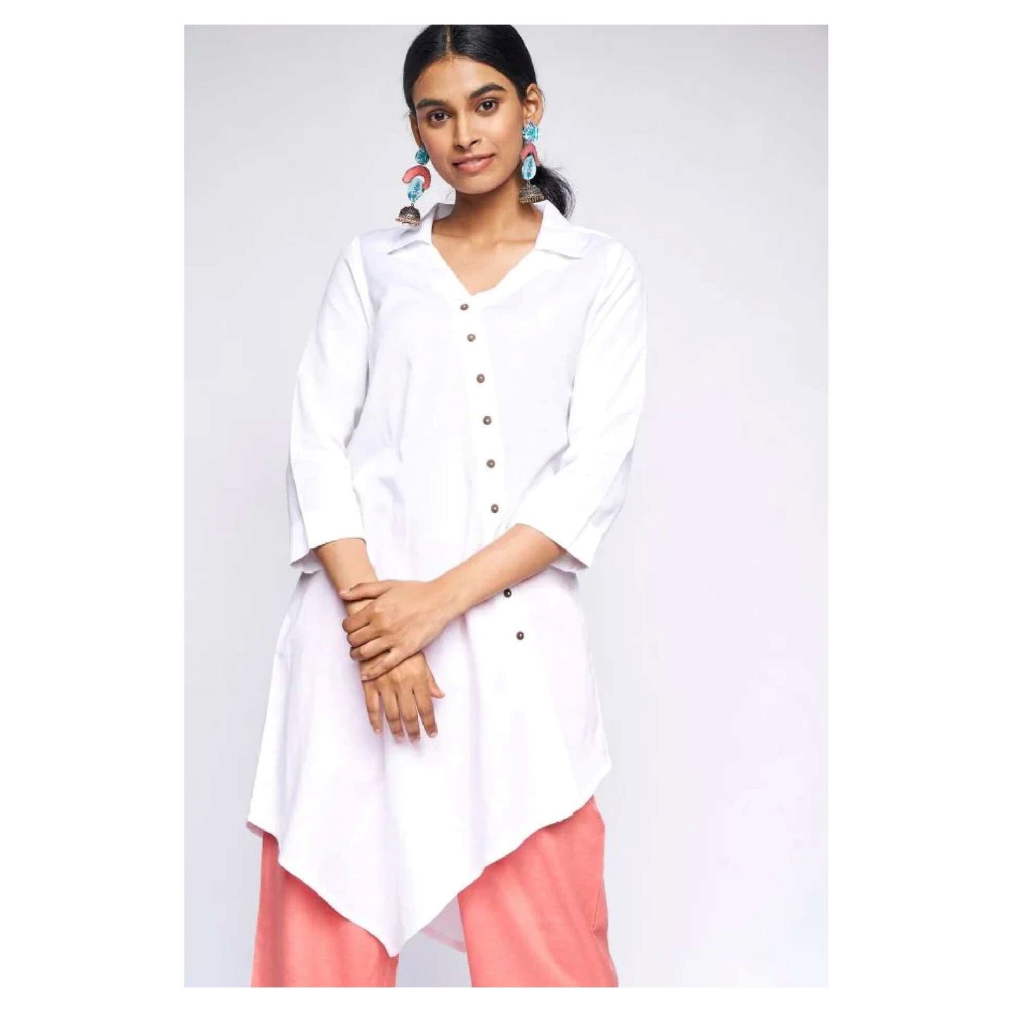 White Solid A-Line Tunic