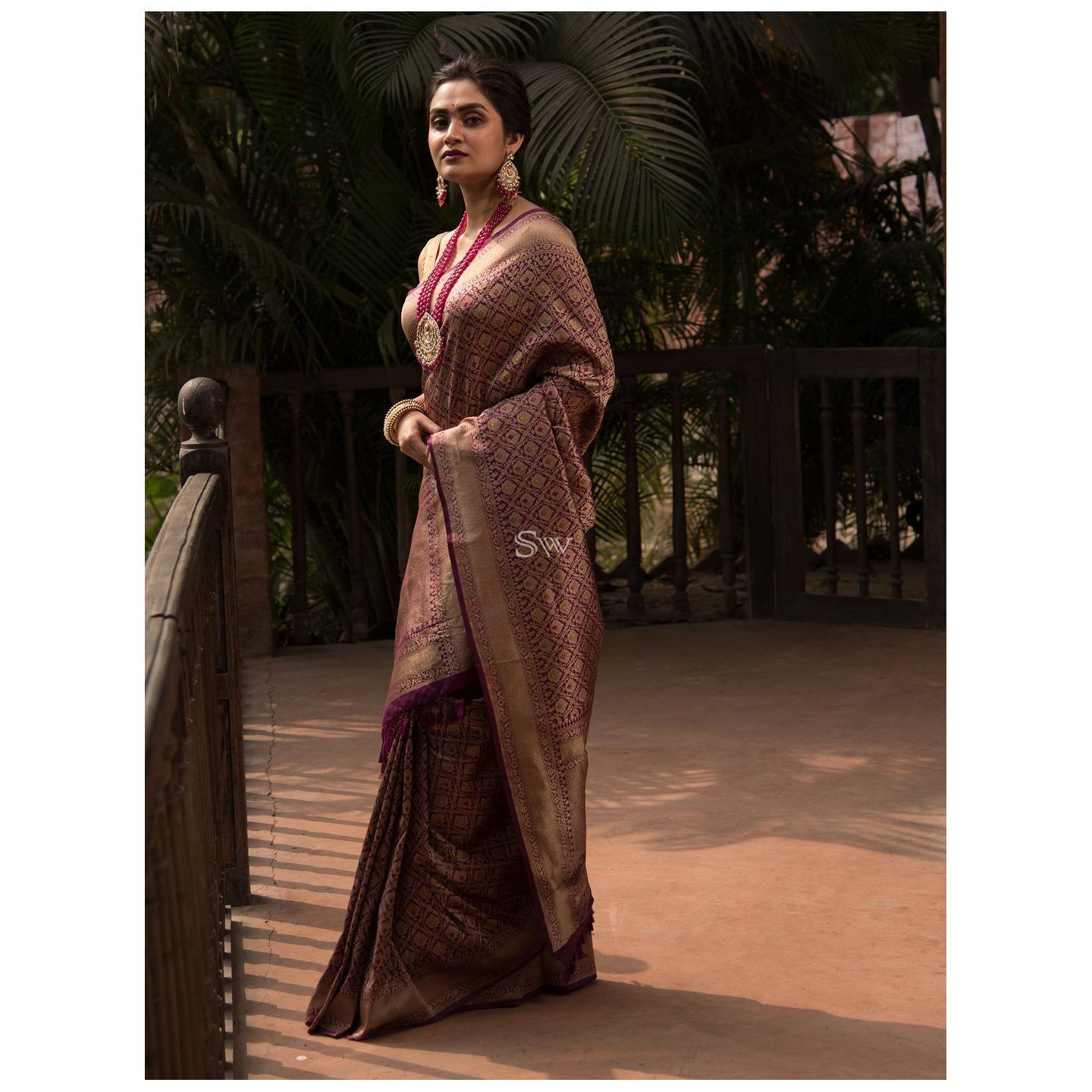 Dark Purple Katan Silk Brocade Handloom Banarasi Saree