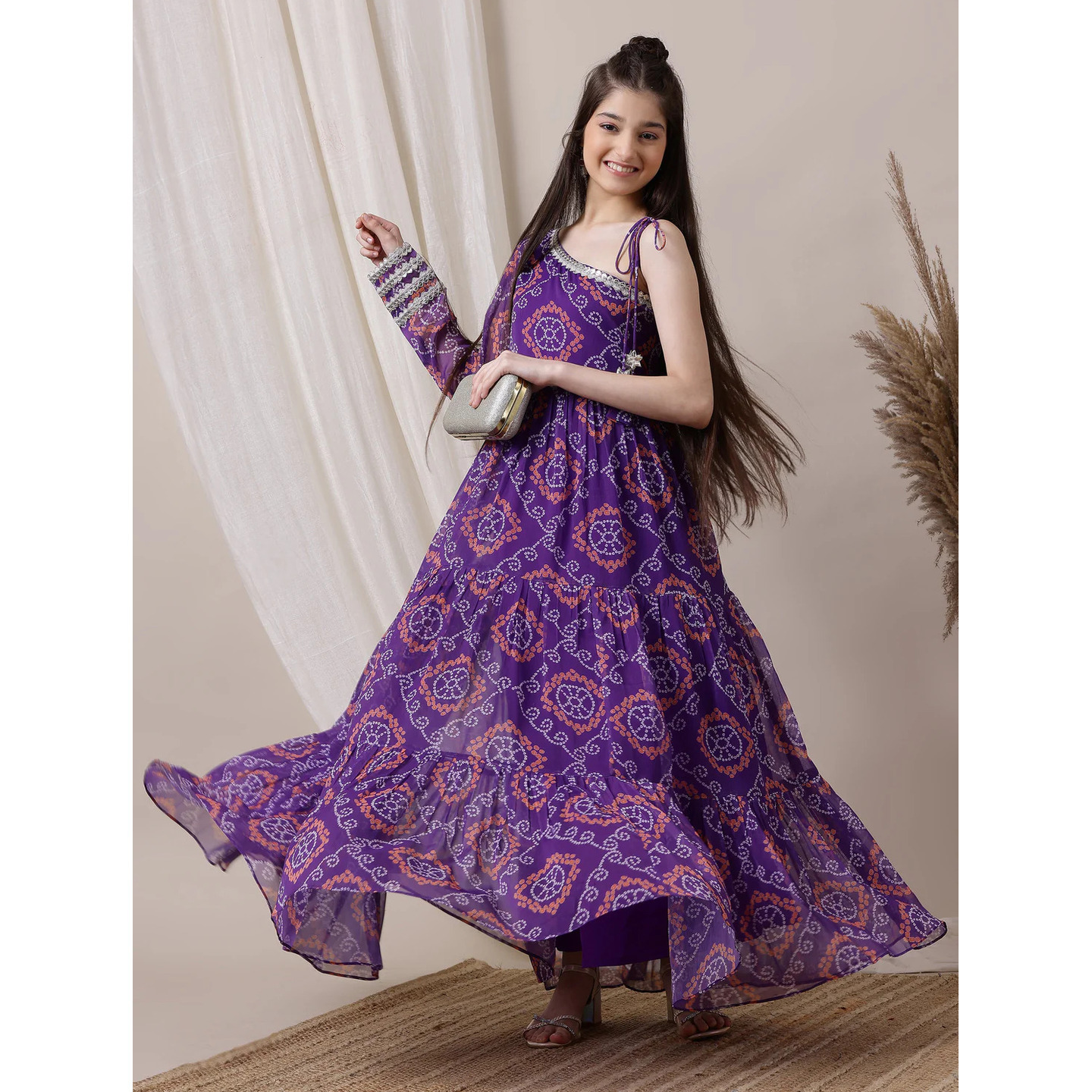 Girls Ethnic Motifs Printed Ethnic Dresses 