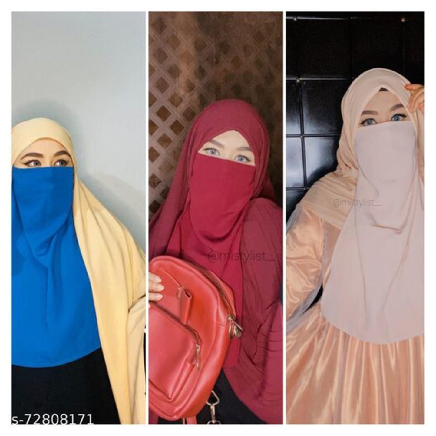 Combo Pack of 3 Islamic Nose Piece or Half Niqab in Firdaus Material Hijab- 3 pcs