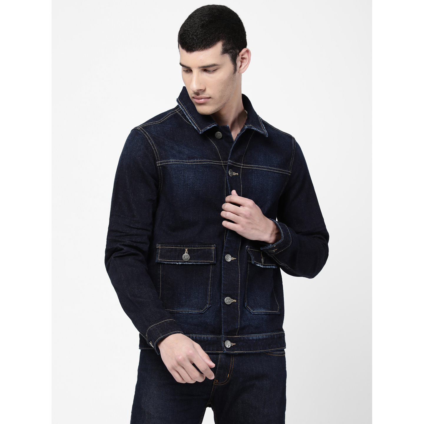 Lee Men`S Indigo Solid Jackets (Regular)