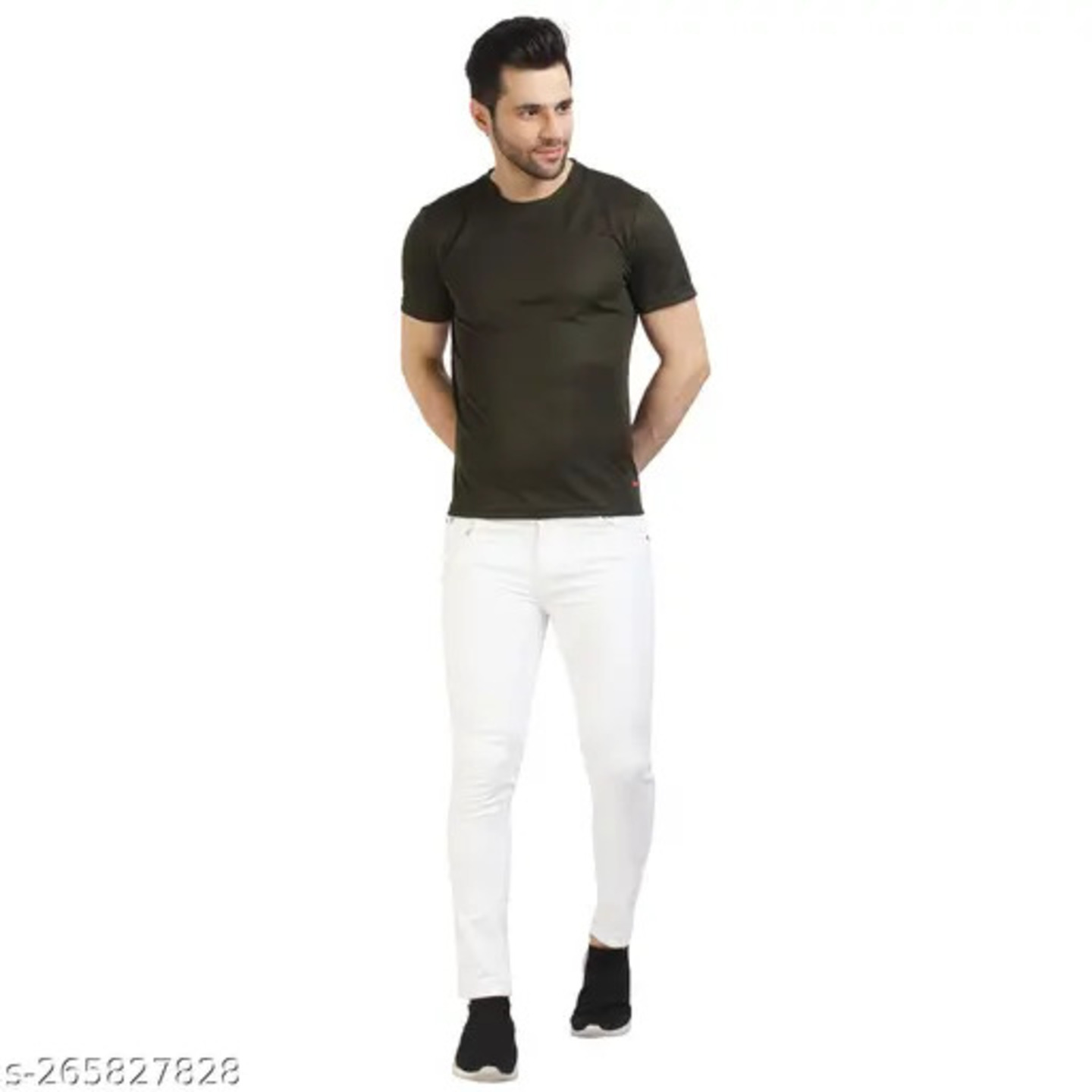 Solid Stretchable Slimfit White Denim Jeans for Men White