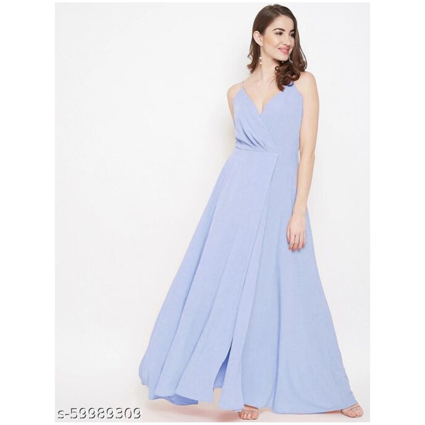 Fit & Flared V Neck Maxi Dress