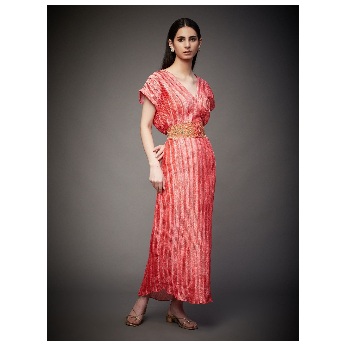 Peach Ricka Zardozi Hand Embroidered Dress