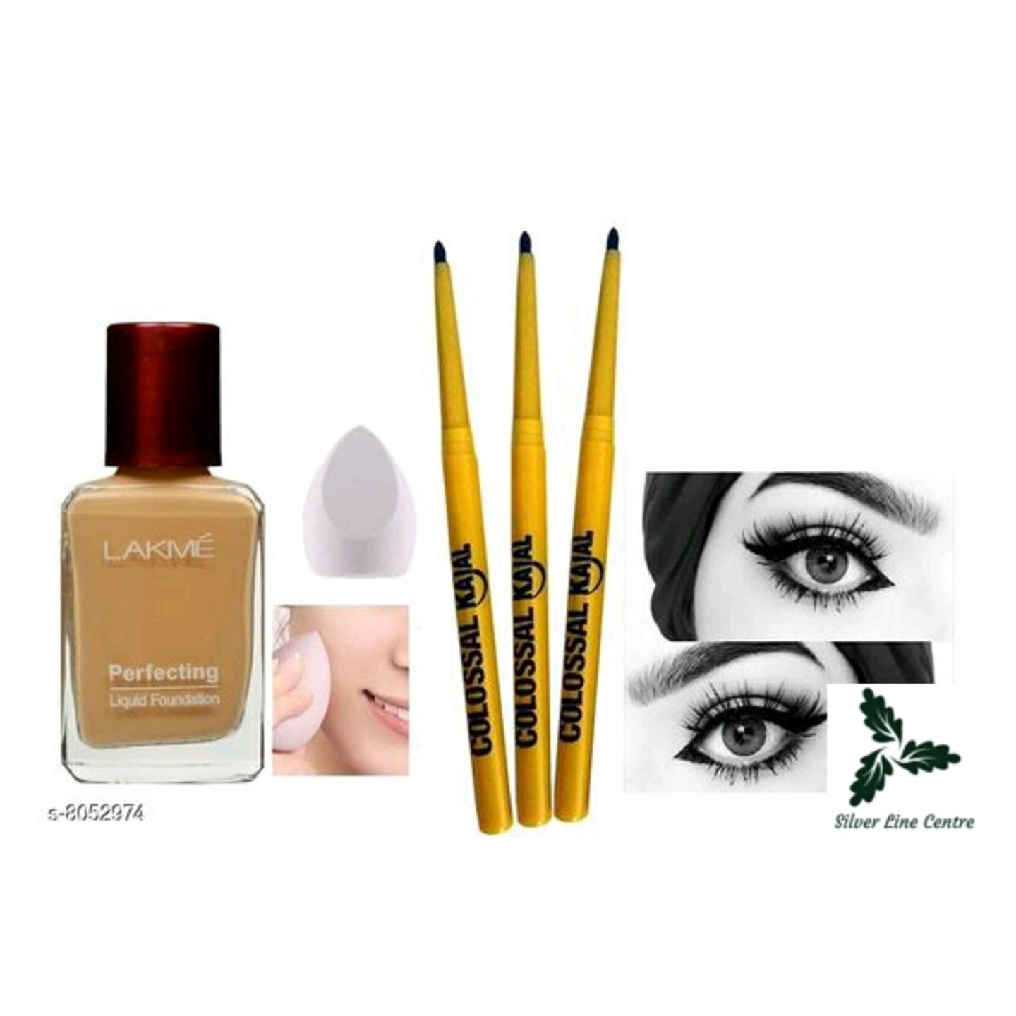 Lakme Perfecting Liquid Foundation,Sponge Puff,New York Colossal Kajal Black,
