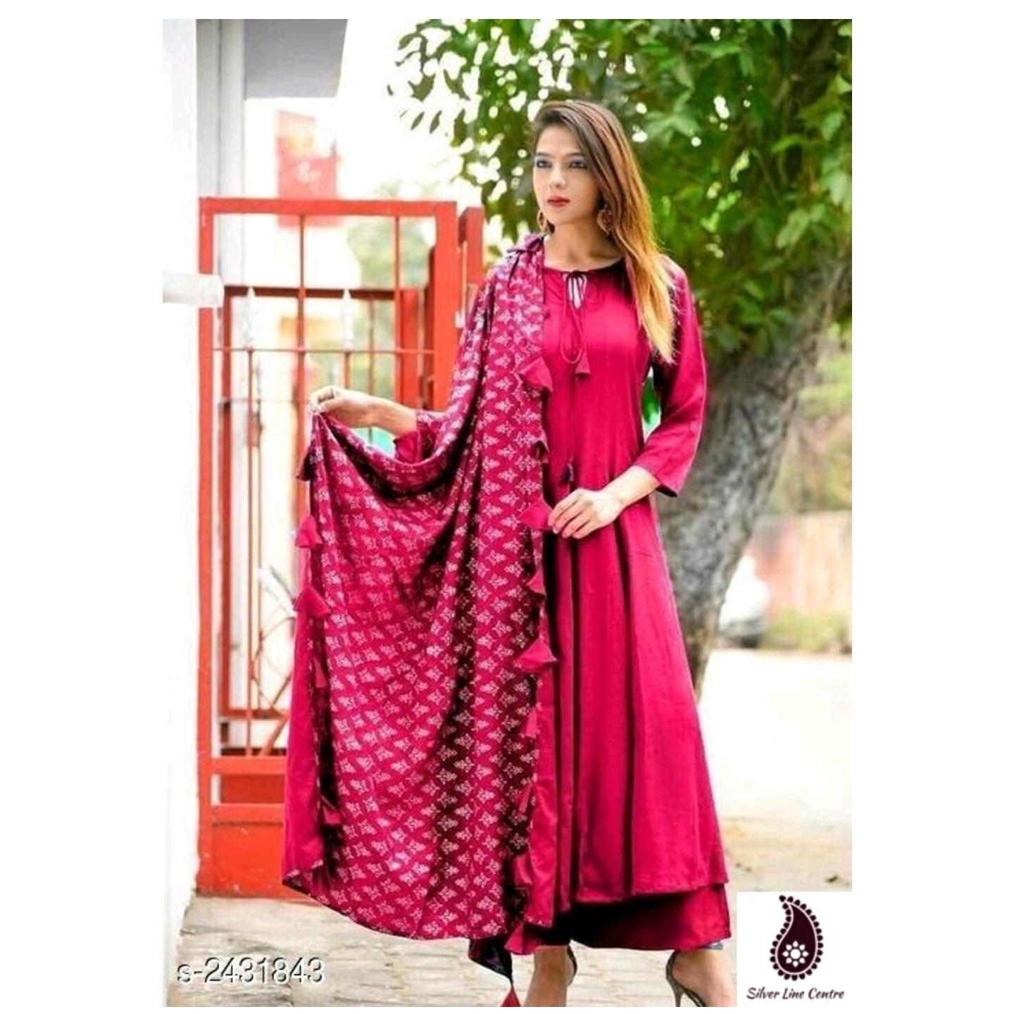 Womens Solid Rayon Kurta with Palazzo