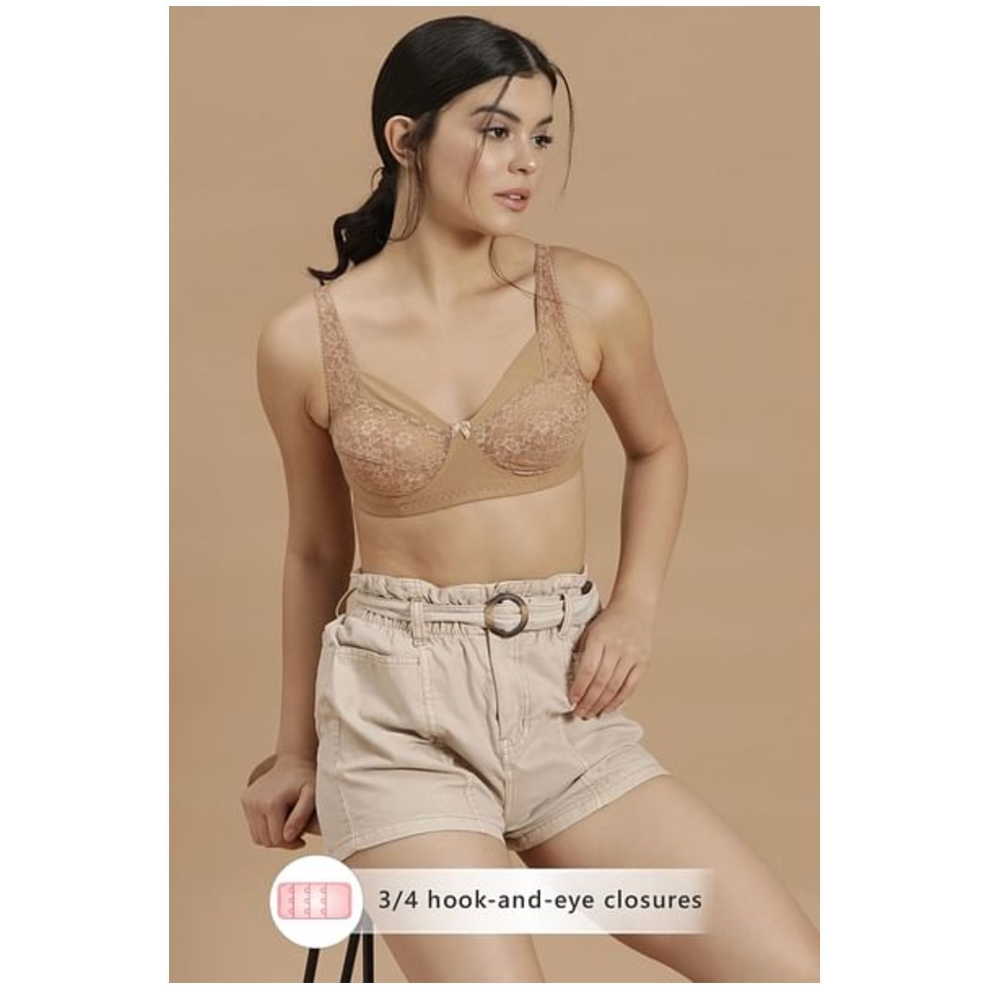 Cotton Non-Padded Non-Wired Plus Size Bra in Nude-Colour,