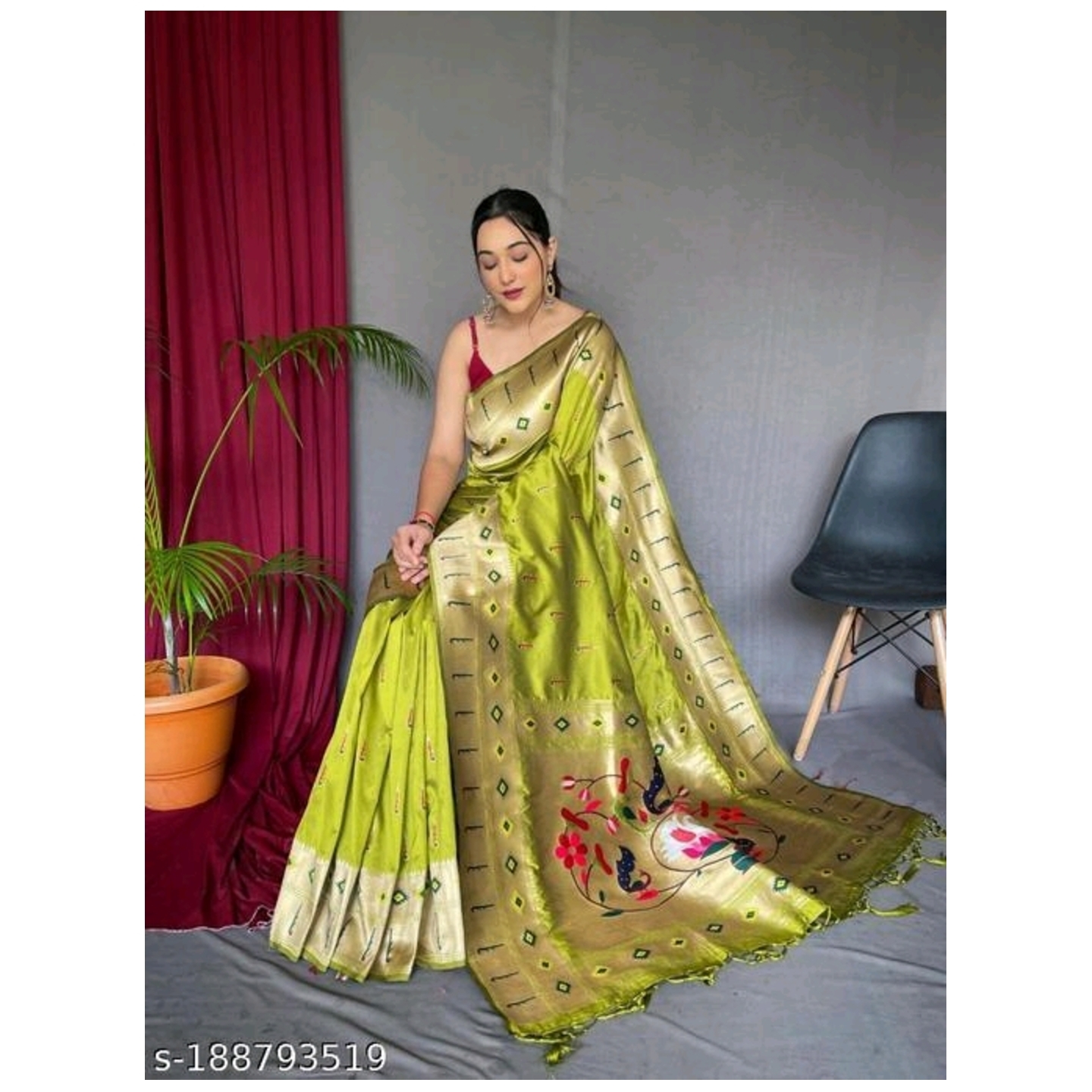 Graceful Credenceimpex Women's Paithani Silk Sarees Size- Free Size